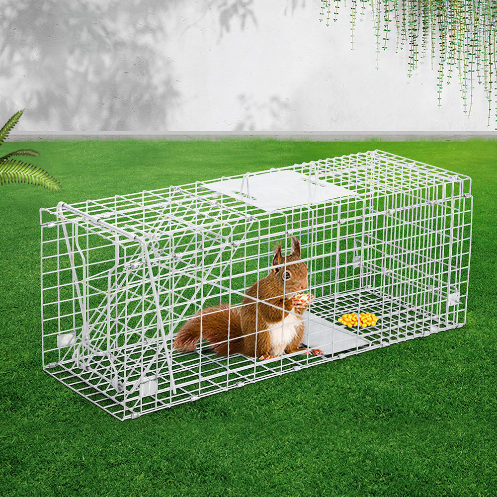Humane Animal Trap Cage 66 x 23 x 25cm - Silver