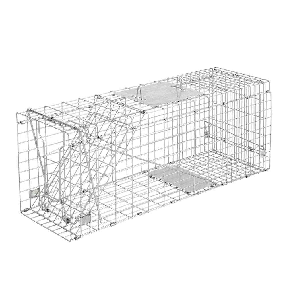 Humane Animal Trap Cage 94 x 34 x 36cm - Silver