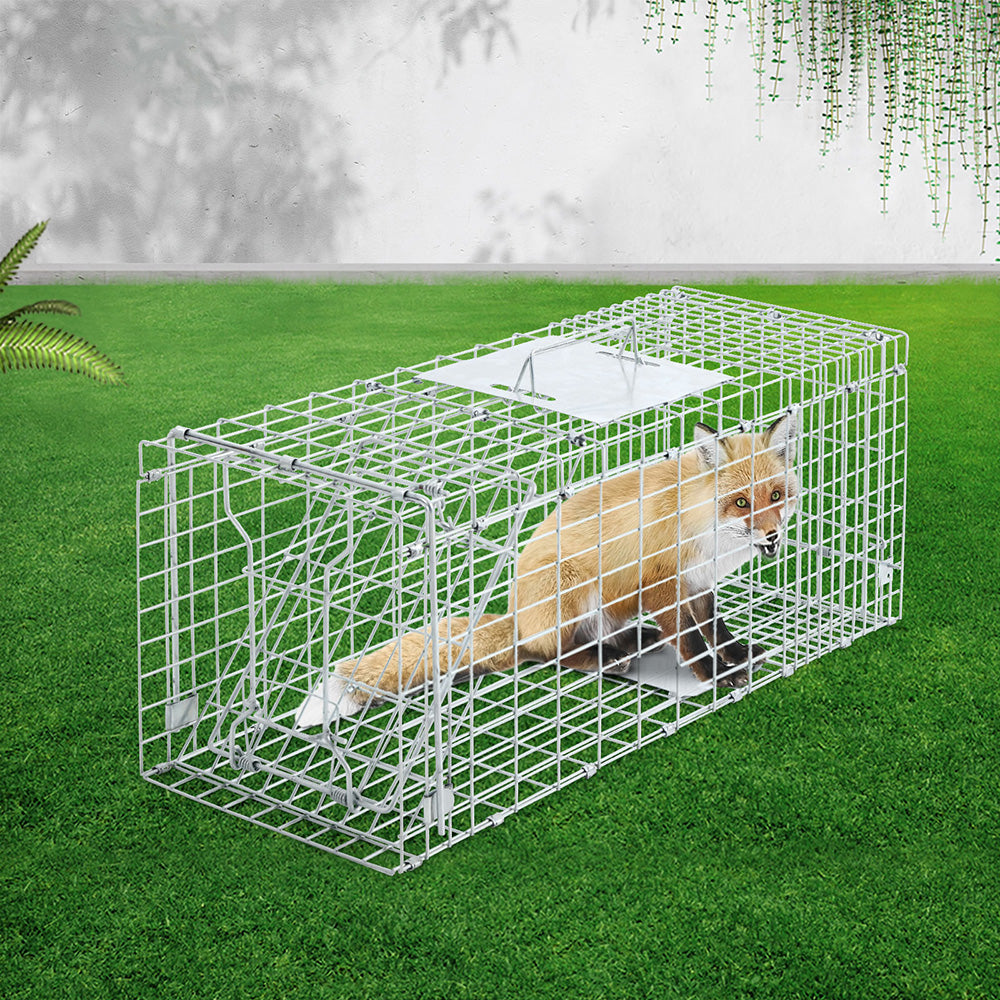 Humane Animal Trap Cage 94 x 34 x 36cm - Silver