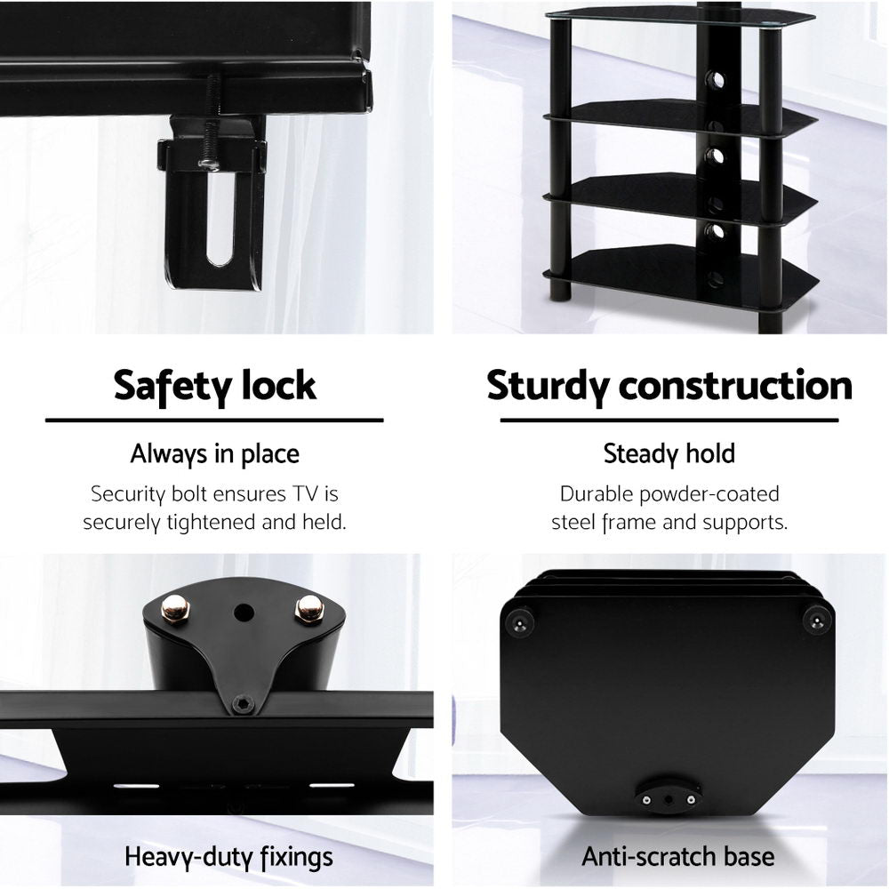 Artiss TV Mount Stand Swivel Bracket 4 Tier Floor Shelf 32 to 50 inch Universal