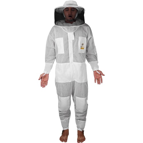 OZBee Premium Full Suit 3 Layer Mesh Ultra Cool Ventilated Round Head Beekeeping Protective Gear Size 4XL