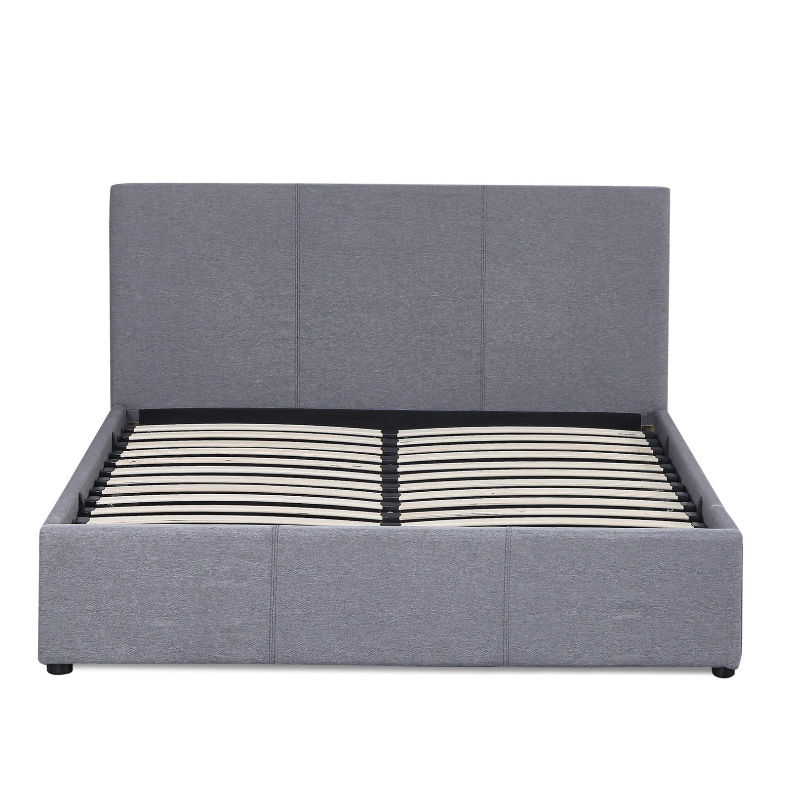 Milano Luxury Gas Lift Bed Frame Base And Headboard With Storage - Double - Grey