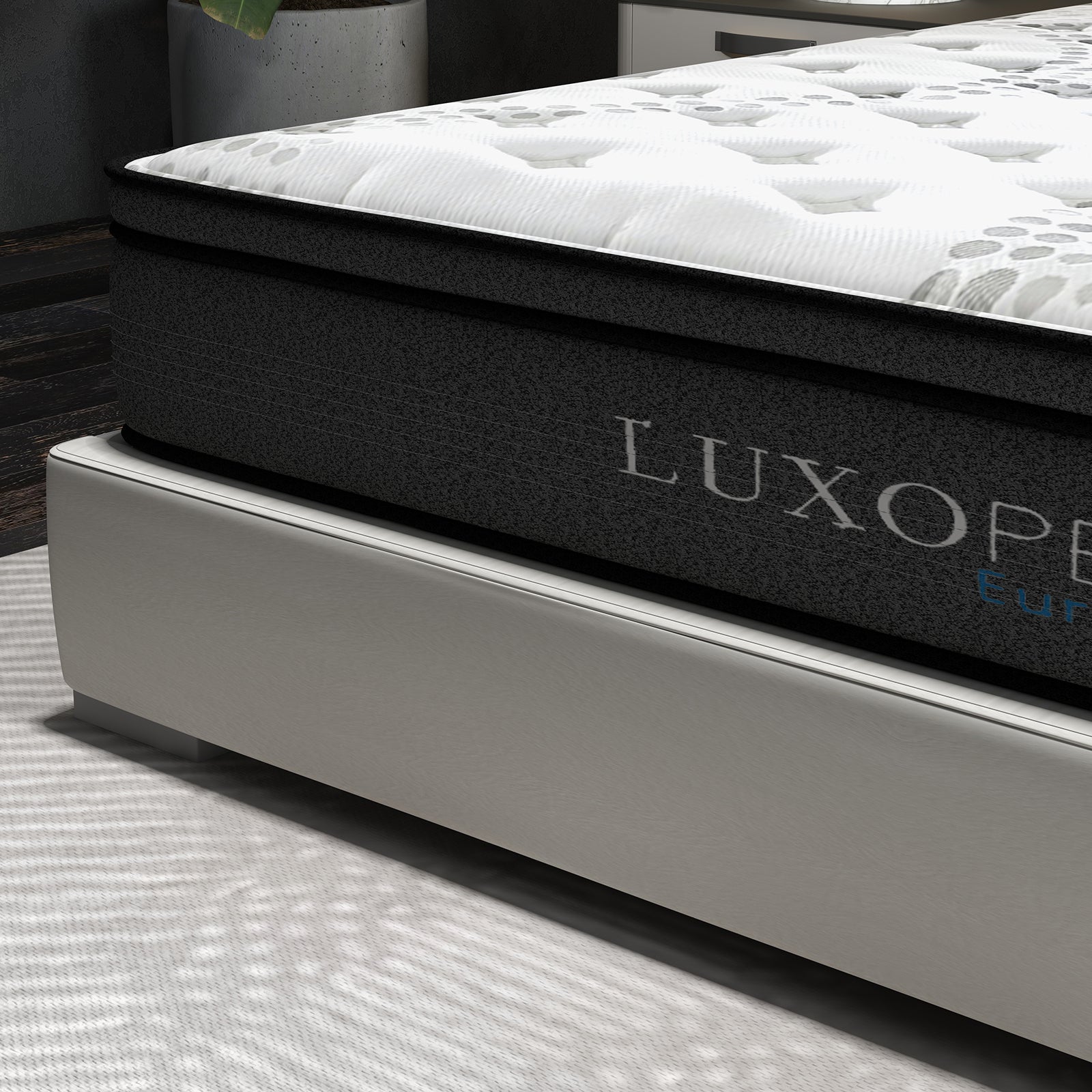 Luxopedic Pocket Spring Mattress 5 Zone 32CM Euro Top Memory Foam Medium Firm - King Single - White Grey