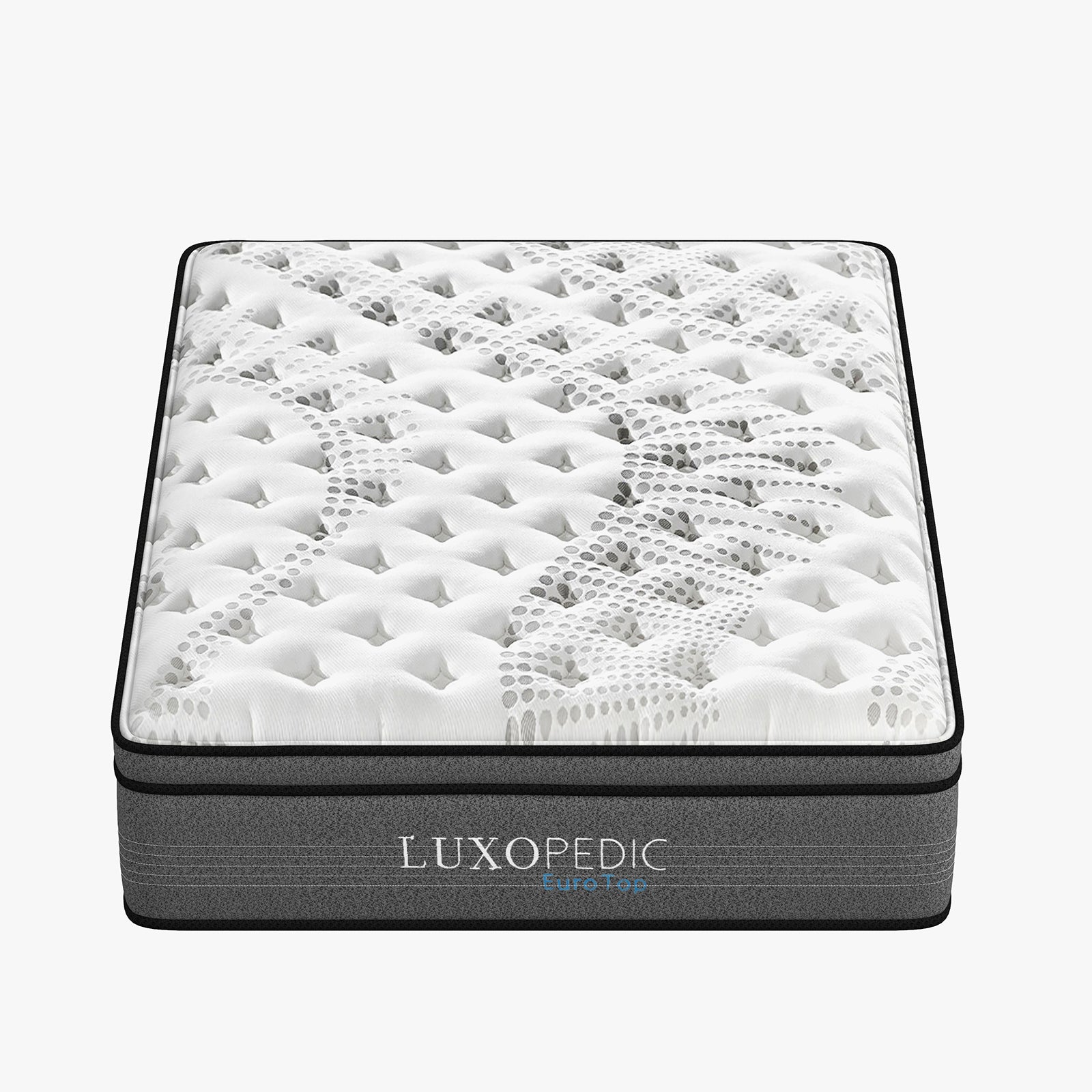 Luxopedic Pocket Spring Mattress 5 Zone 32CM Euro Top Memory Foam Medium Firm - King Single - White Grey