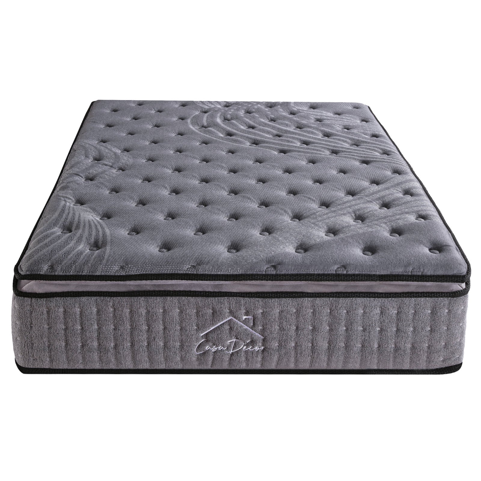Casa Decor Bamboo Charcoal Mattress Pocket Spring Pillowtop 5 Zone 32cm Depth - Double - Charcoal