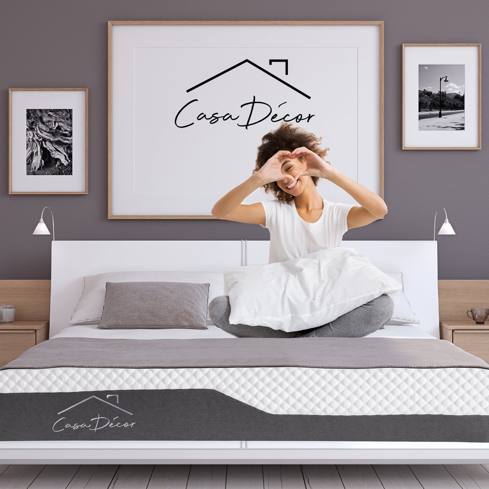 Casa Decor Memory Foam Luxe Hybrid Mattress Cool Gel 25cm Depth Medium Firm - King Single - White Charcoal Grey