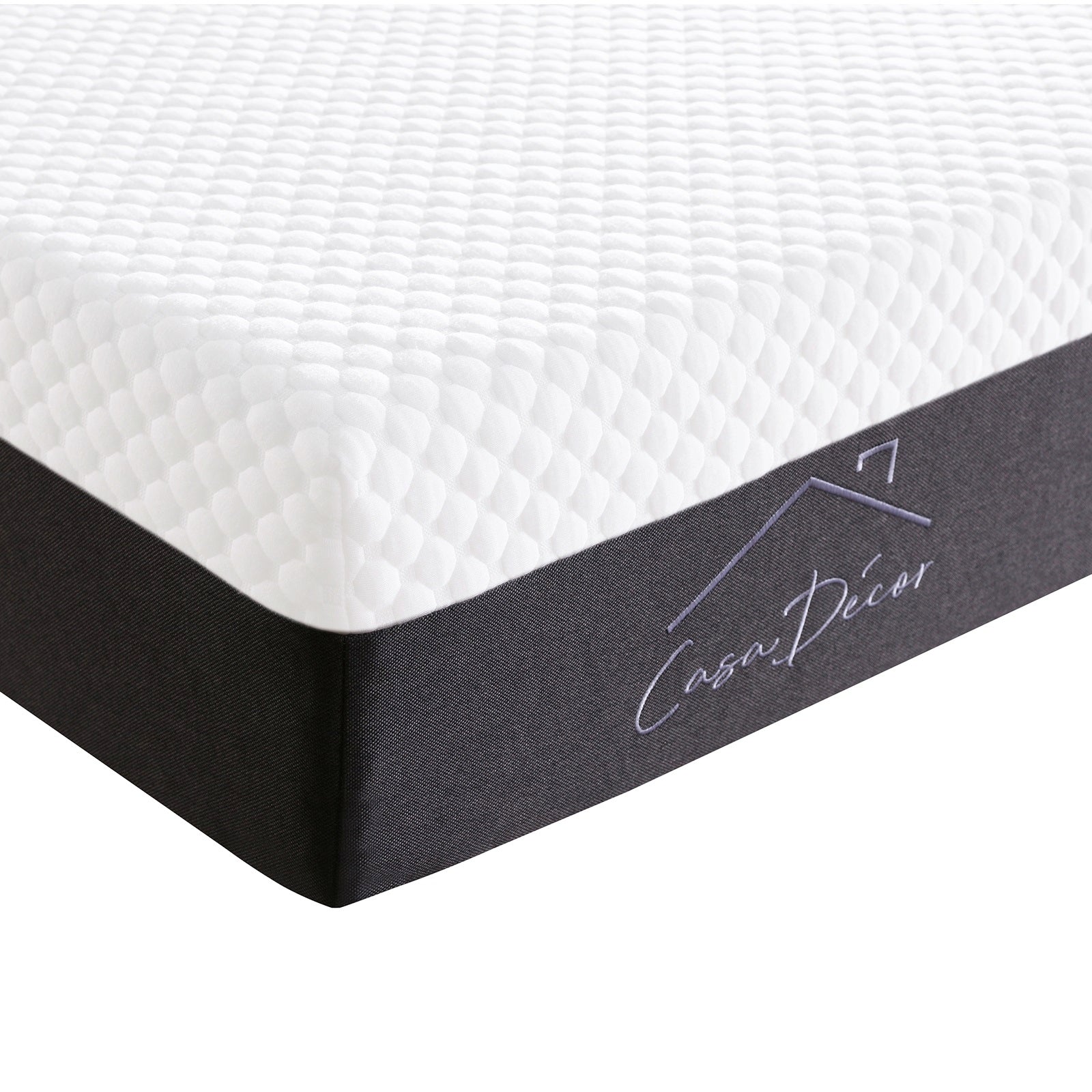 Casa Decor Memory Foam Luxe Hybrid Mattress Cool Gel 25cm Depth Medium Firm - Double - White Charcoal Grey