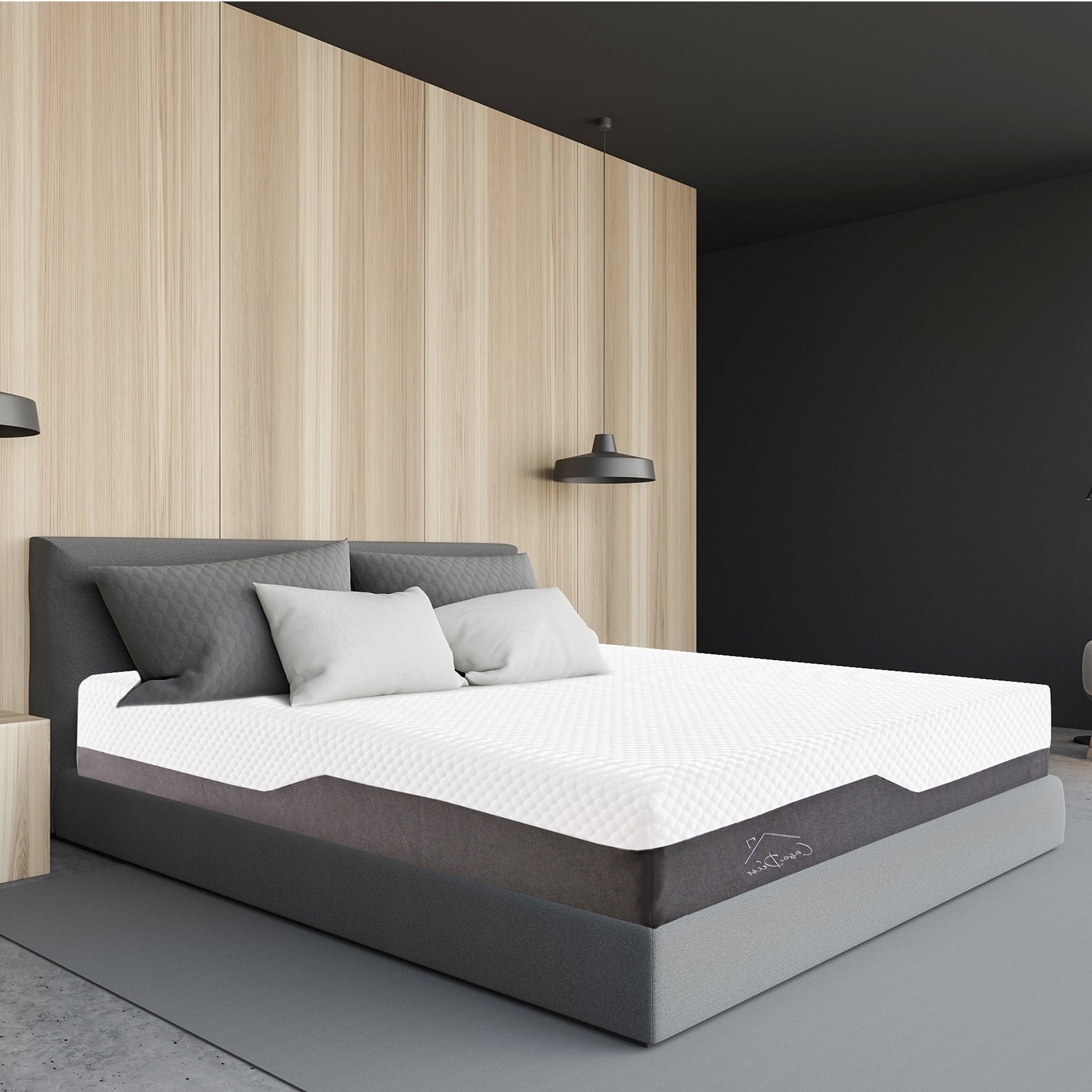 Casa Decor Memory Foam Luxe Hybrid Mattress Cool Gel 25cm Depth Medium Firm - King - White Charcoal Grey