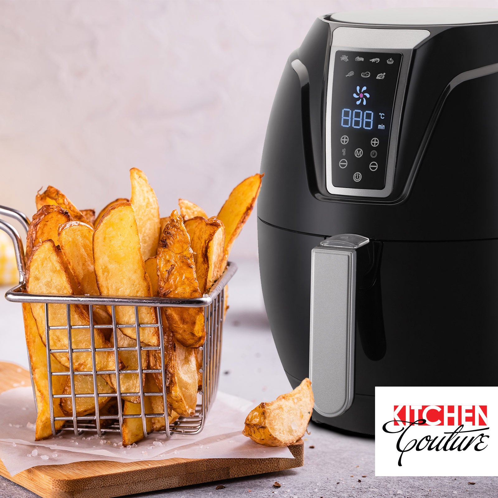 Kitchen Couture 4 Litre Air Fryer Digital Display Black 1400W Healthy Cooker Black