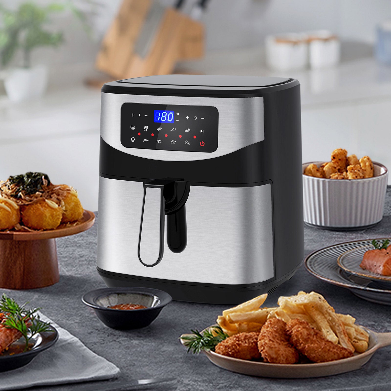 Kitchen Couture 12 Litre Air Fryer Multifunctional LCD One Touch Display Silver Silver