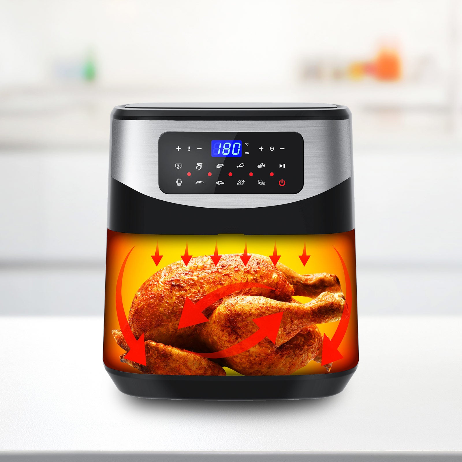 Kitchen Couture 12 Litre Air Fryer Multifunctional LCD One Touch Display Silver Silver