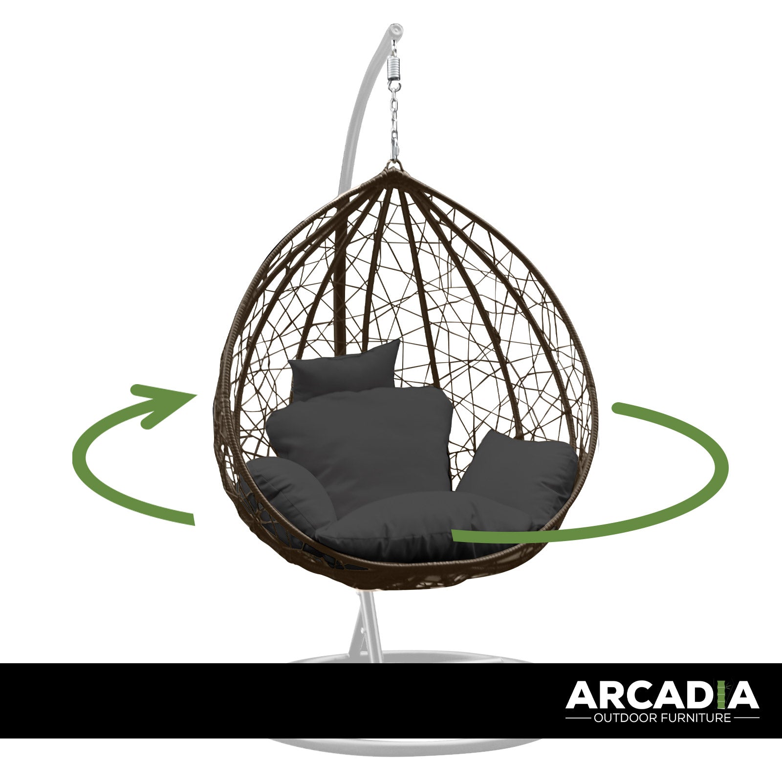 Arcadia Furniture Rocking Egg Chair Outdoor Wicker Rattan Patio Garden Tear Drop - Oatmeal and Grey