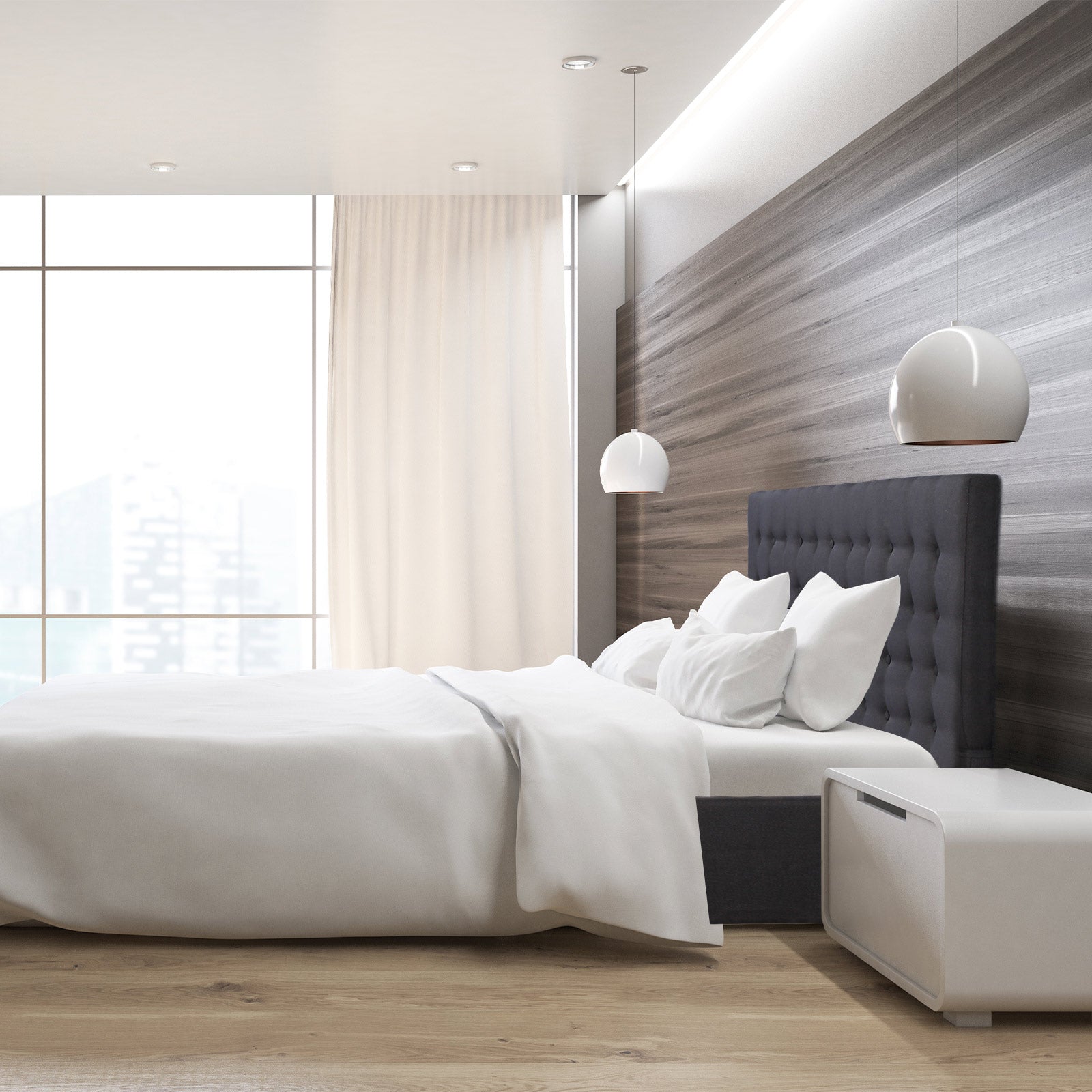 Milano Decor Eden Gas Lift Bed With Headboard Platform Storage Dark Grey Fabric - King Single - Dark Grey