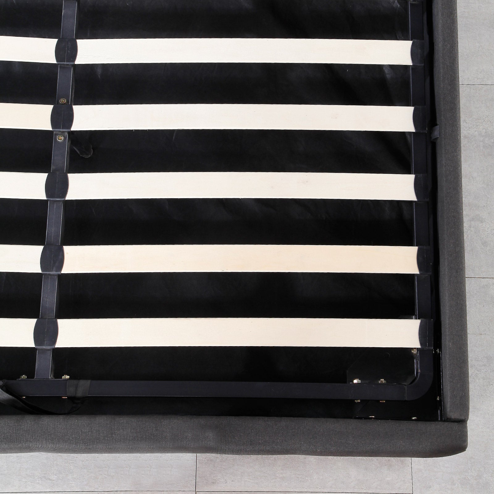 Milano Decor Eden Gas Lift Bed With Headboard Platform Storage Dark Grey Fabric - Queen - Dark Grey