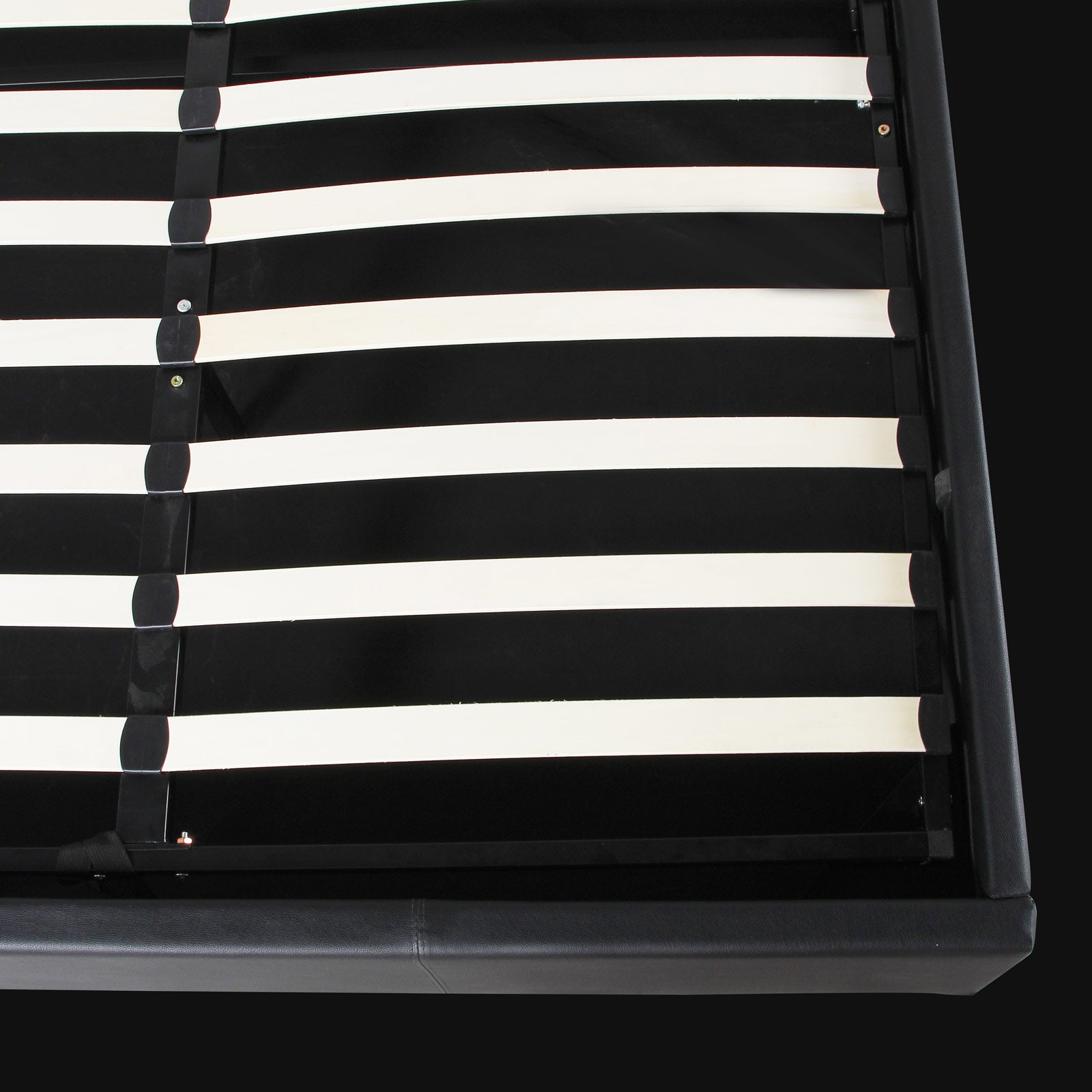 Milano Luxury Gas Lift Bed Frame And Headboard Double Queen King Black Dark Grey - King - Black