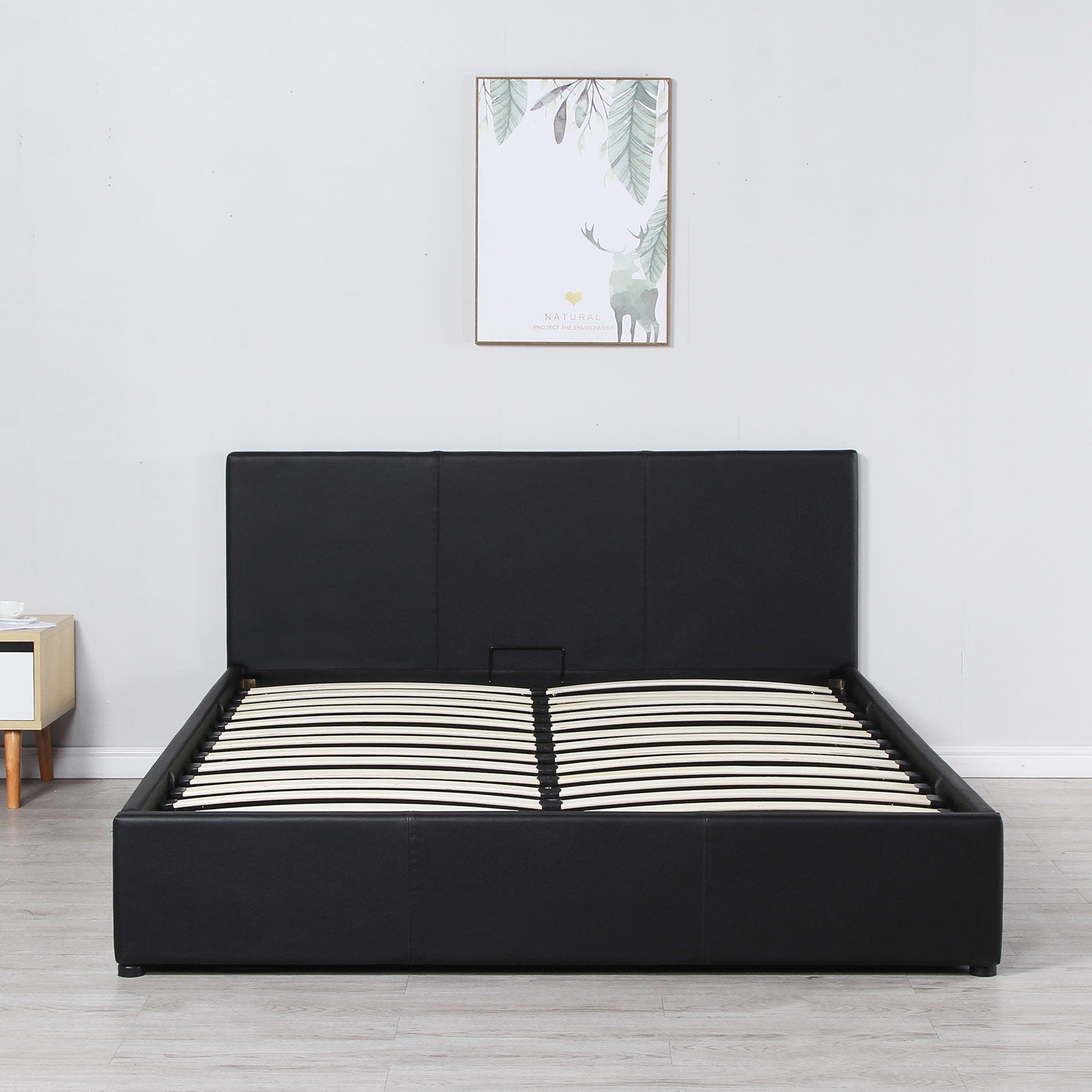 Milano Luxury Gas Lift Bed Frame And Headboard Double Queen King Black Dark Grey - King - Black