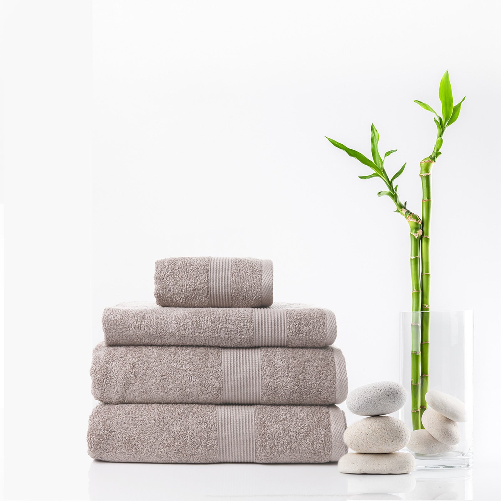Royal Comfort 4 Piece Cotton Bamboo Towel Set 450GSM Luxurious Absorbent Plush - Champagne