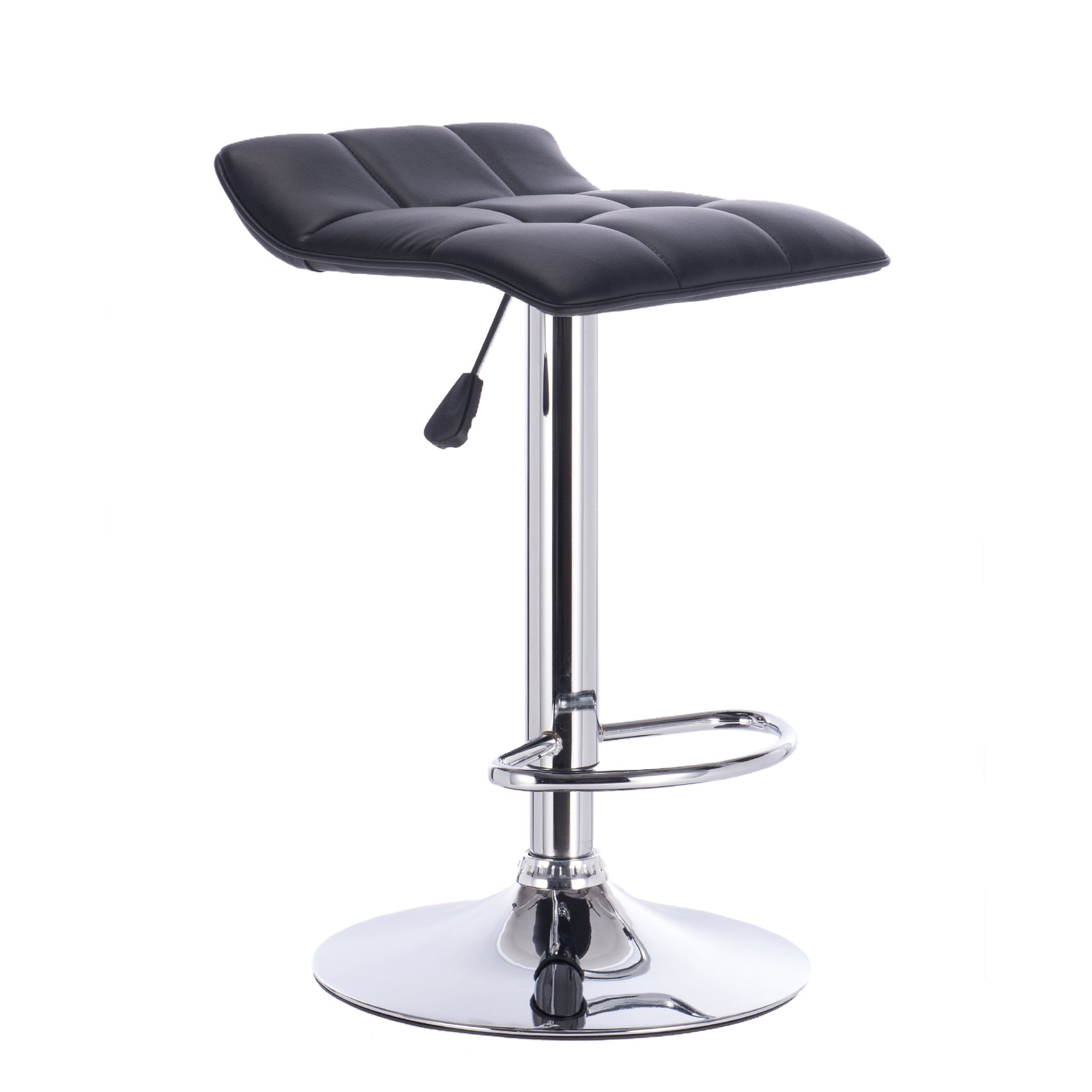 Milano Decor Daisy Adjustable Barstool Black Low Back Swivel Chrome PU Leather Black