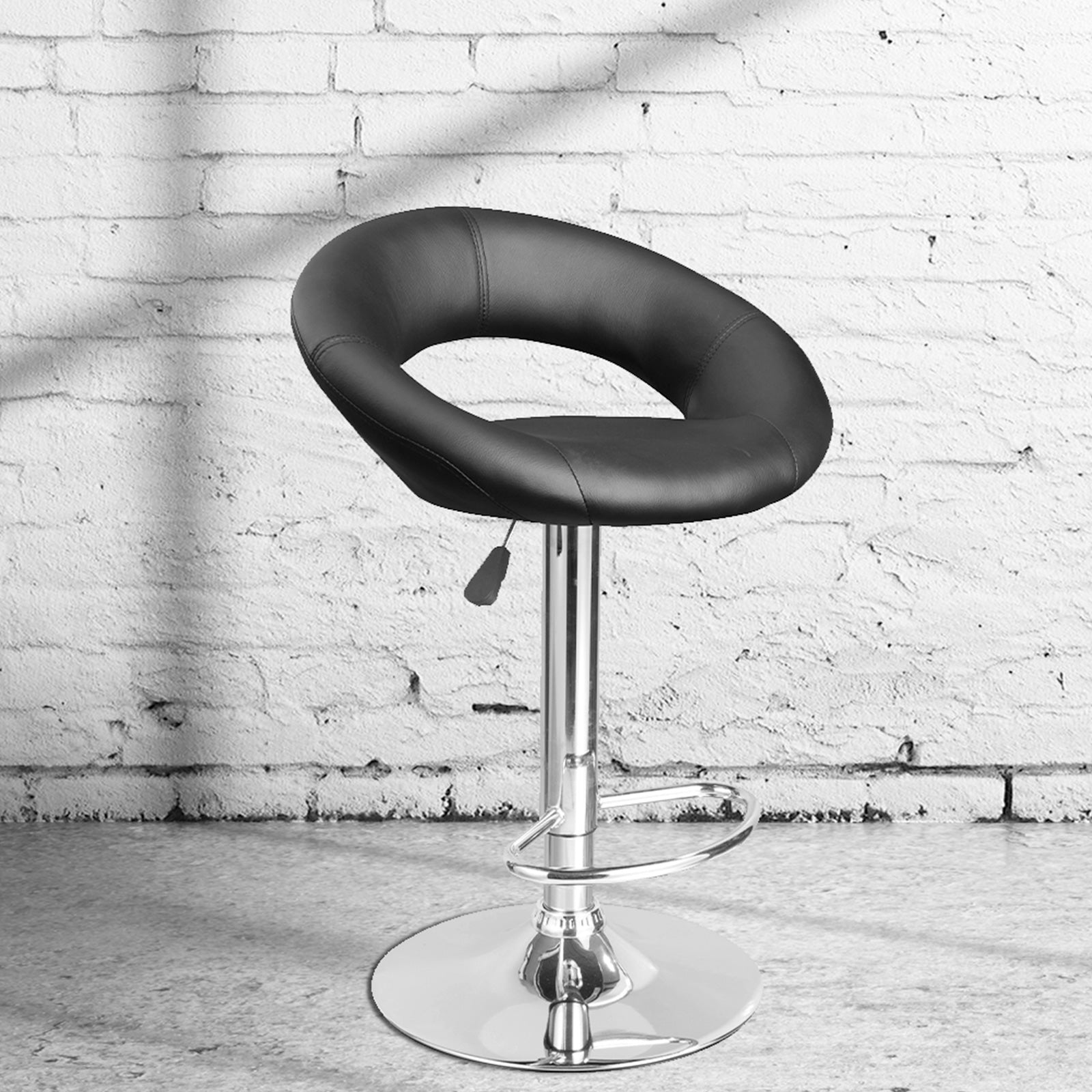 Milano Decor Delilah Height Adjustable Barstool Black Circular Arc Swivel Chrome Black