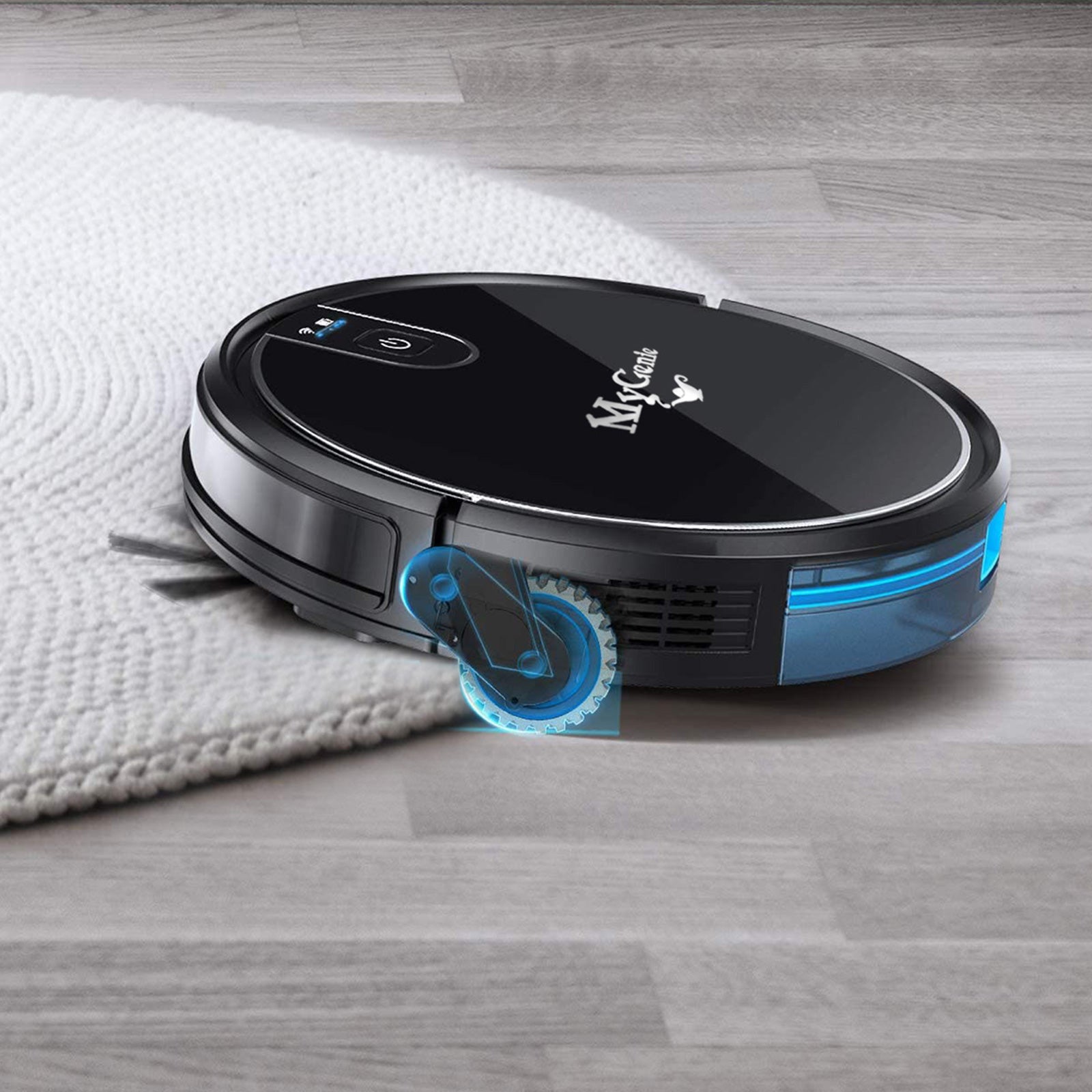 MyGenie XSonic Wifi Pro Robotic Vacuuum Cleaner Carpet Wet Dry Mopping Black Black