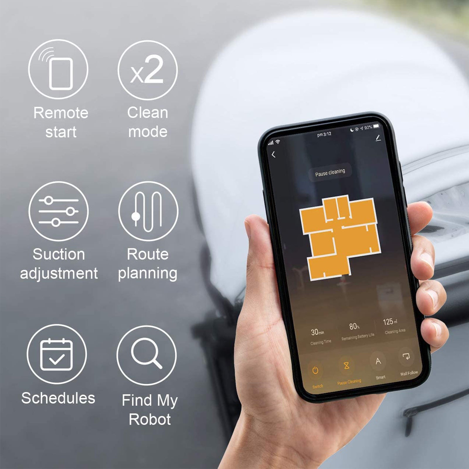 MyGenie XSonic Wifi Pro Robotic Vacuuum Cleaner Carpet Wet Dry Mopping Black Black