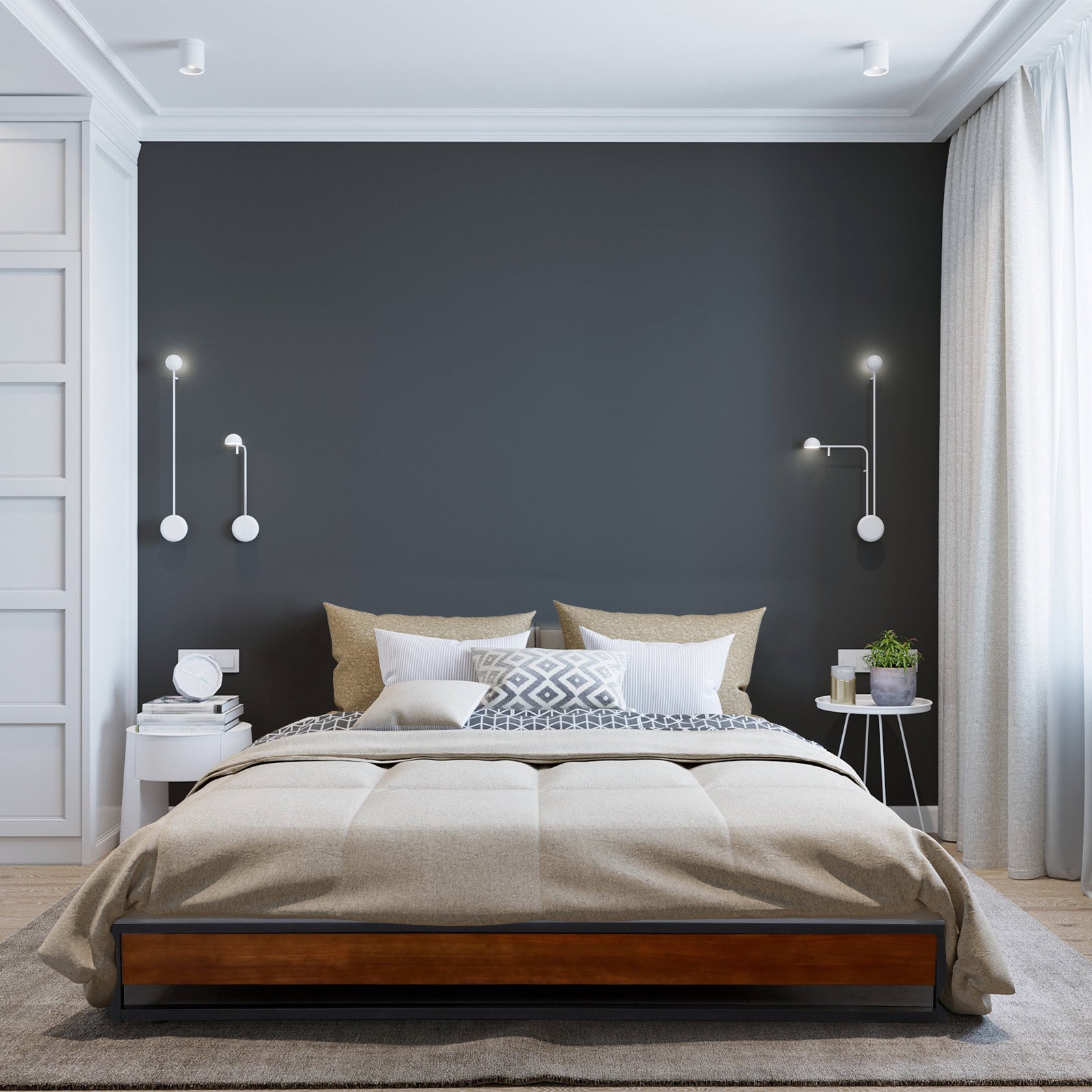 Milano Decor Sorrento Metal Wood Bed Frame Mattress Base Platform Modern Black - Single - Black