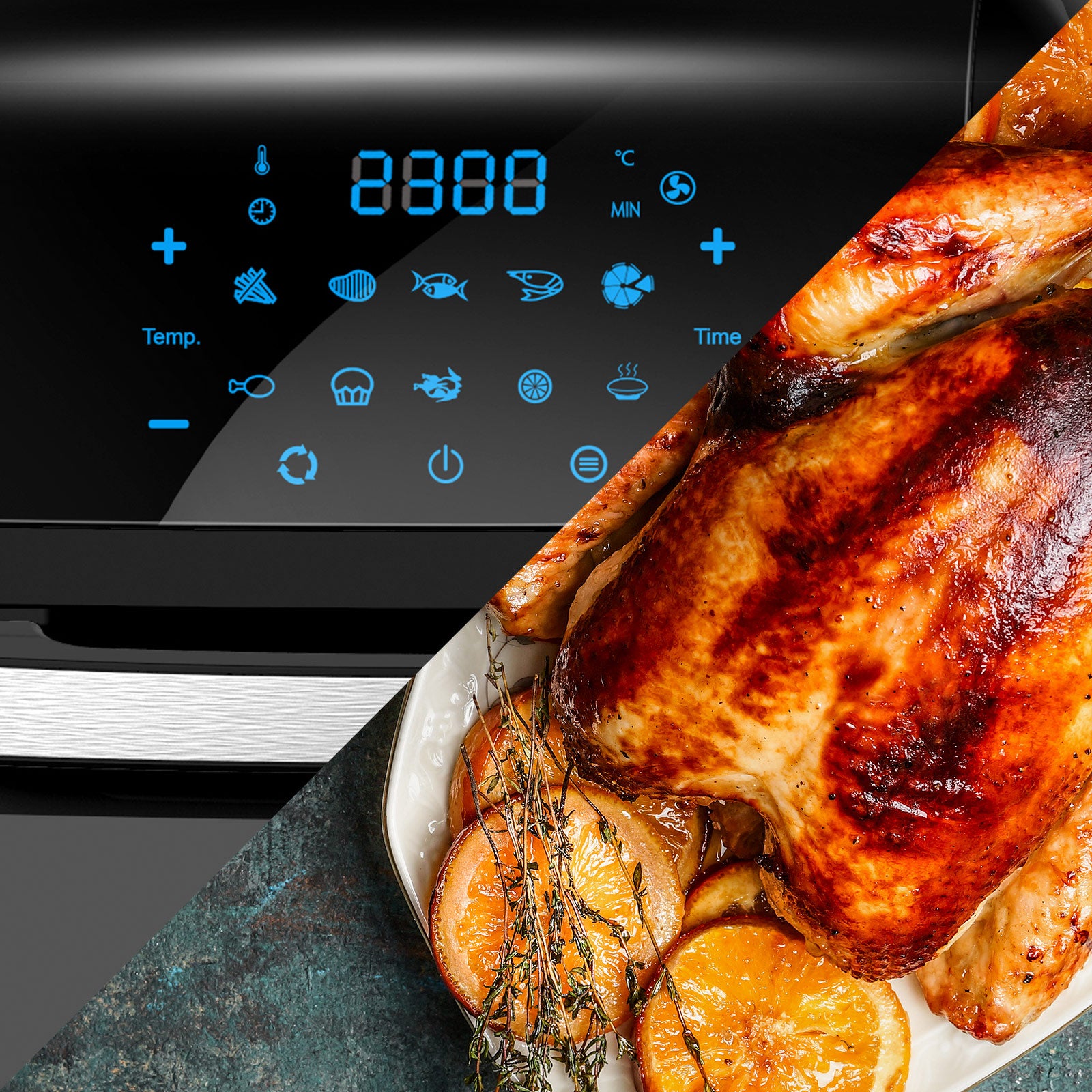 Kitchen Couture Healthy Options 13 Litre Air Fryer 10 Presets LCD Display Black Black 13 Litre