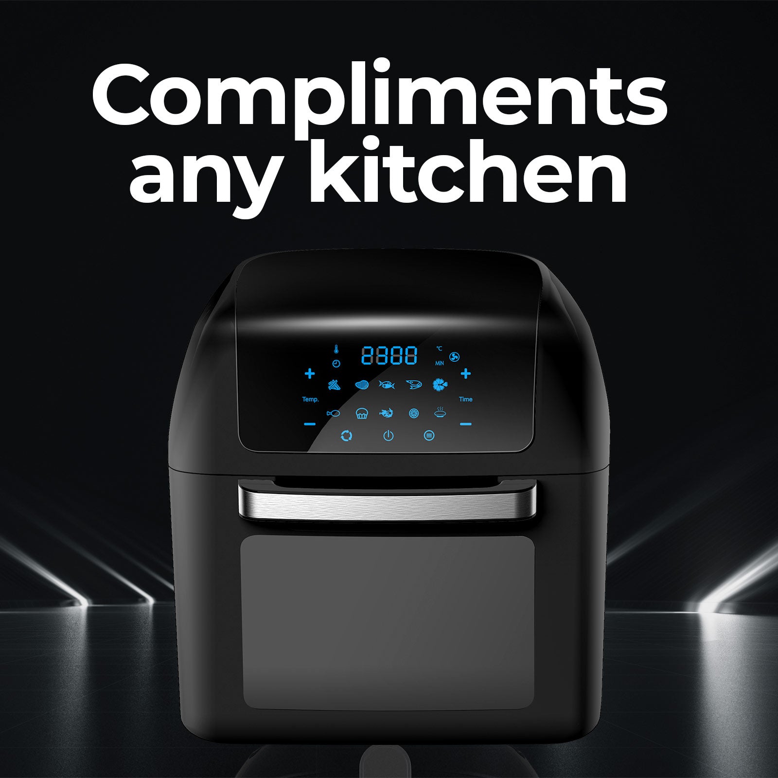 Kitchen Couture Healthy Options 13 Litre Air Fryer 10 Presets LCD Display Black Black 13 Litre