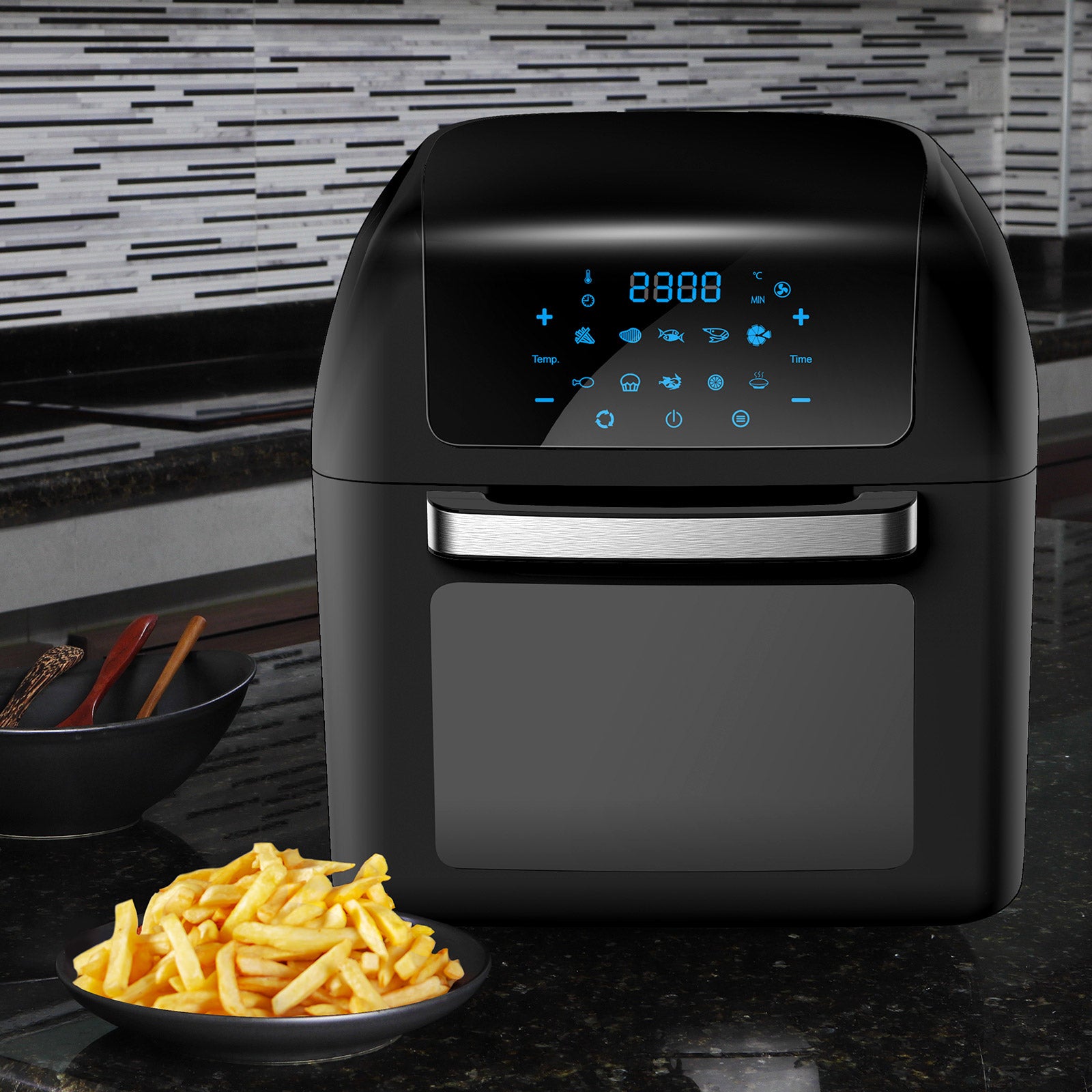 Kitchen Couture Healthy Options 13 Litre Air Fryer 10 Presets LCD Display Black Black 13 Litre