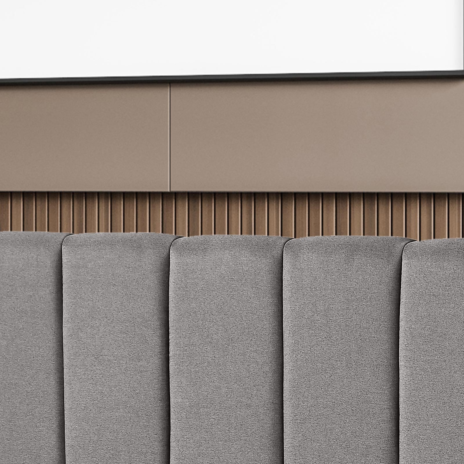 Milano Decor Valencia Mid Grey Bed Head Headboard Bedhead Upholstered - Queen - Mid Grey