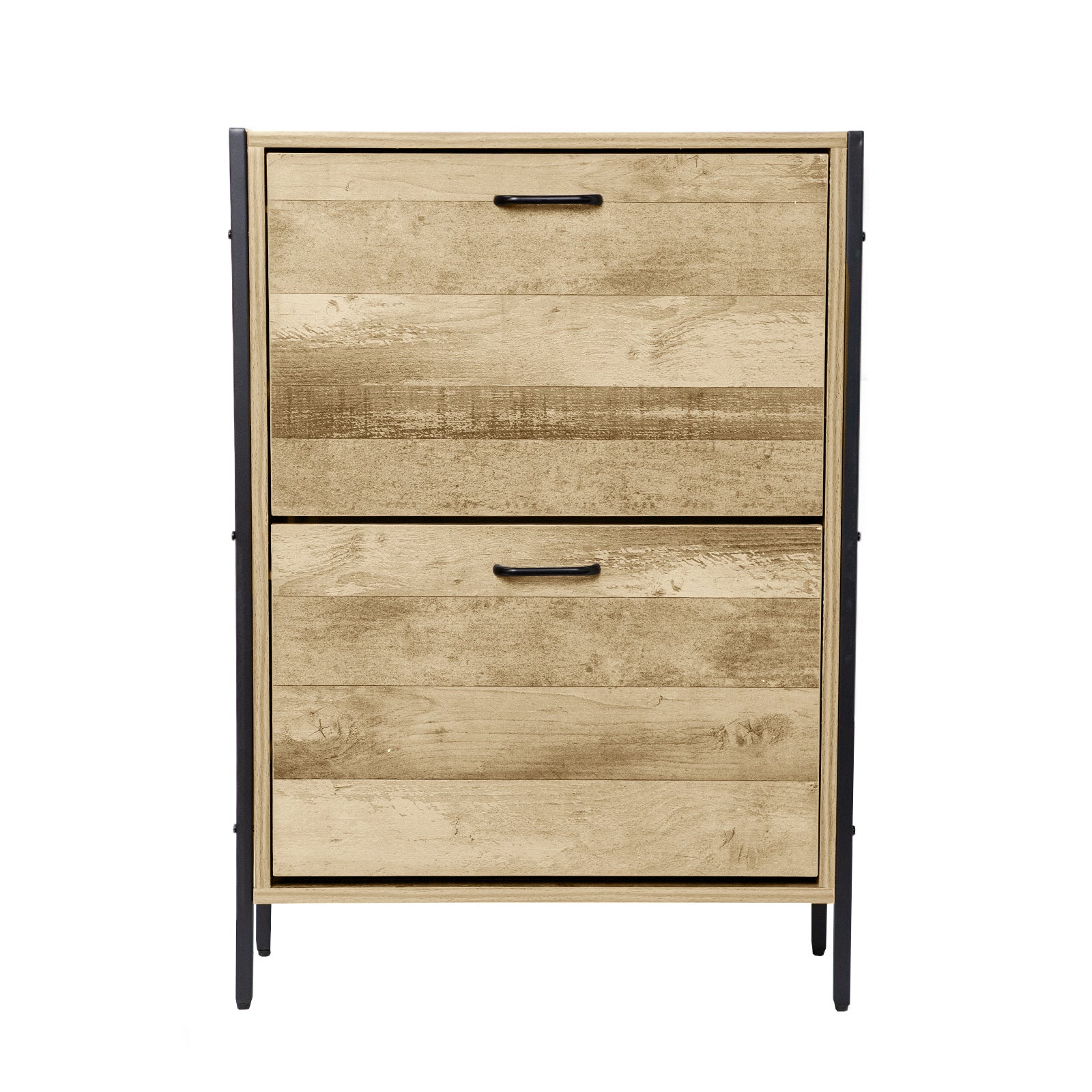 Milano Decor 12 Pair Wooden Shoe Cabinet Drawer Storage - Black And Oak