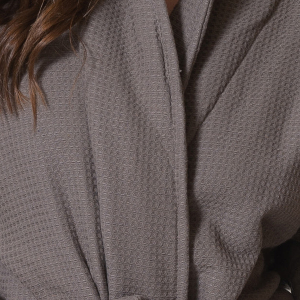 Royal Comfort 100% Cotton Bathrobe Waffle Unisex Ultra Soft Absorbent Durable - Extra Large - Charcoal