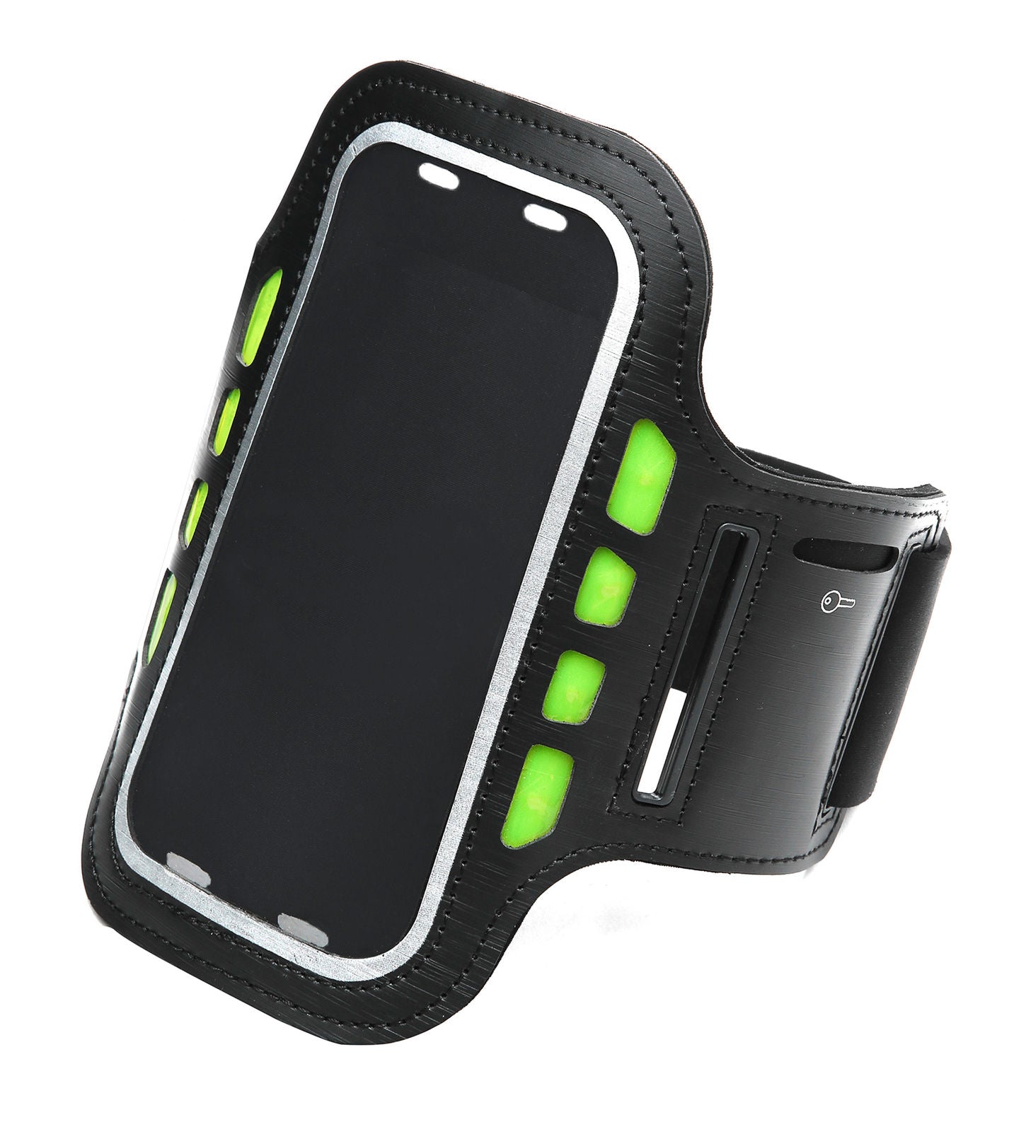 LED Sport Active Biking Glow Night Safety Armband Band w/ Phone Holder - Black