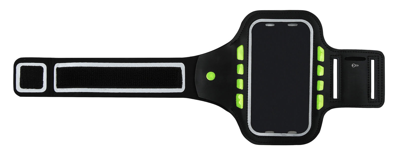 LED Sport Active Biking Glow Night Safety Armband Band w/ Phone Holder - Black
