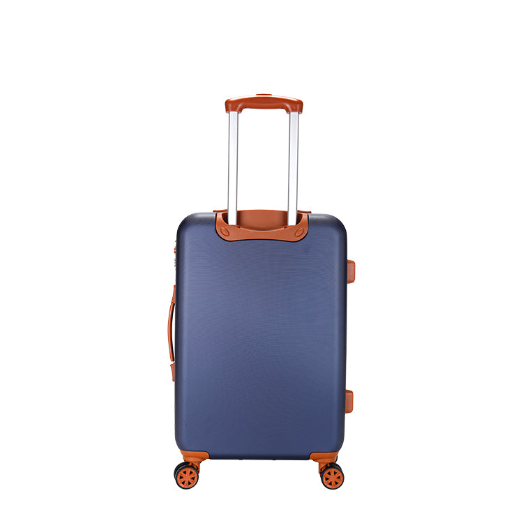 Milano Elite 3pc ABS Luggage Suitcase Luxury Hard Case Shockproof Travel Set - Navy Brown