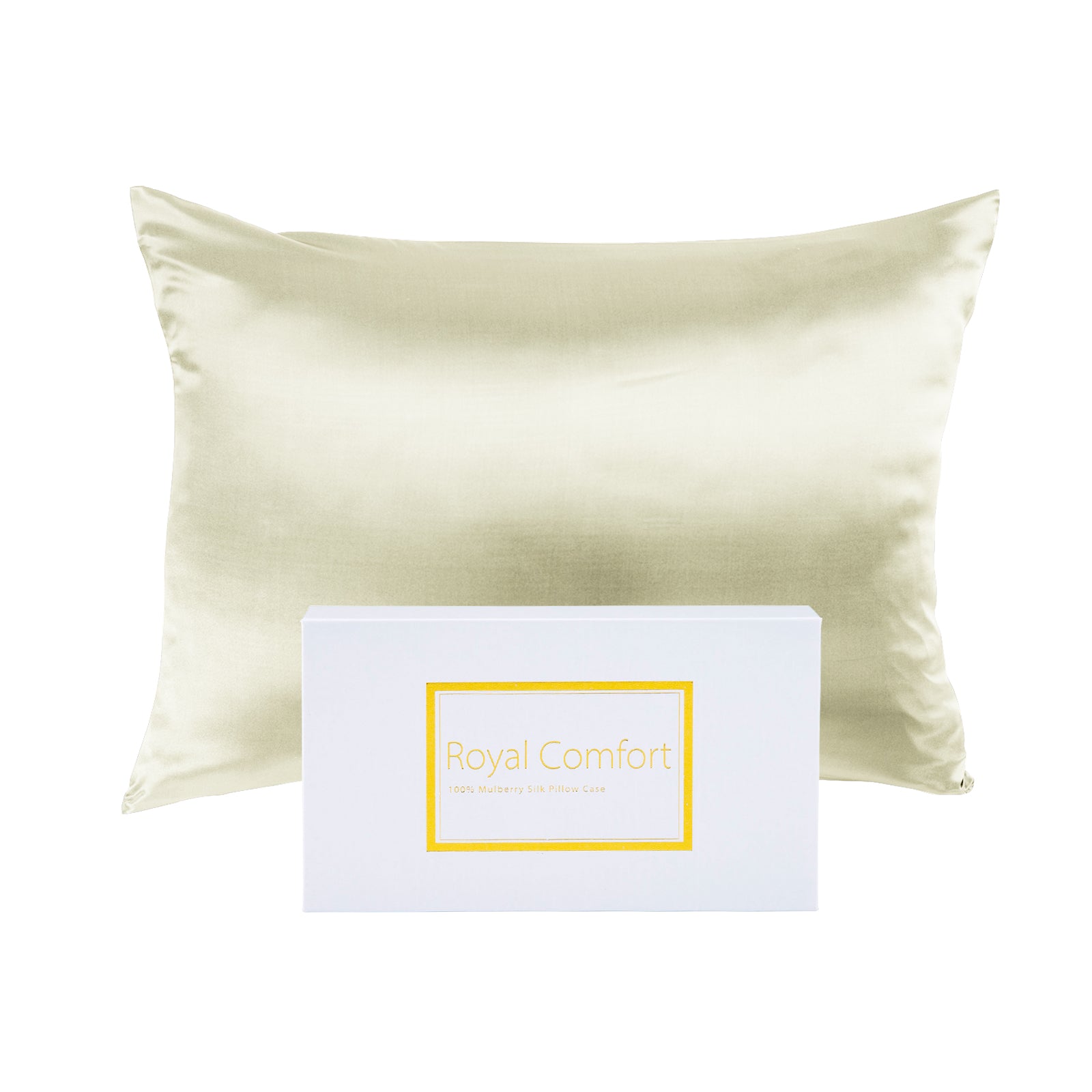 Royal Comfort Mulberry Soft Silk Hypoallergenic Pillowcase Twin Pack 51 x 76cm - Ivory