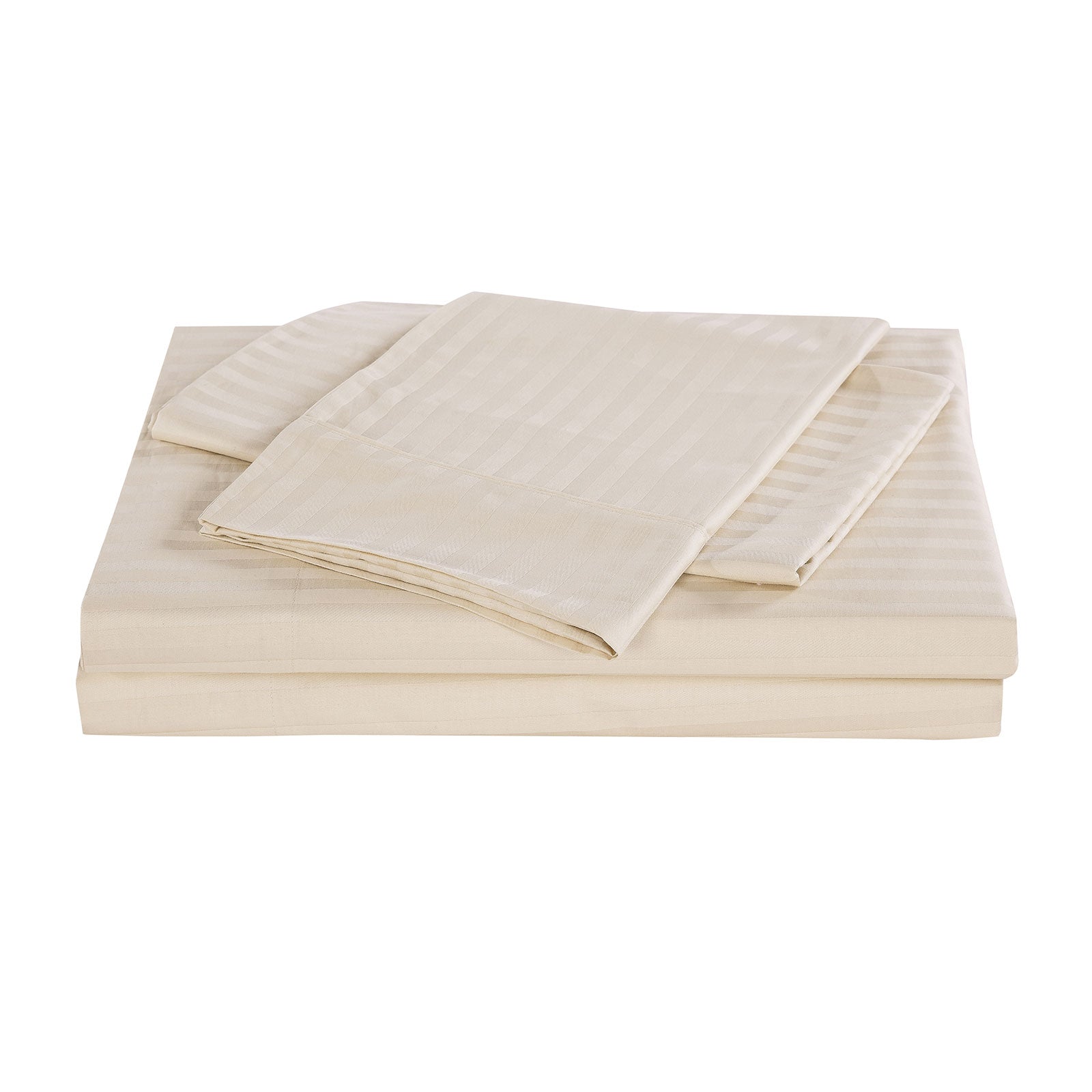 Kensington 1200 Thread Count 100% Egyptian Cotton Sheet Set Stripe Hotel Grade - Single - Sand