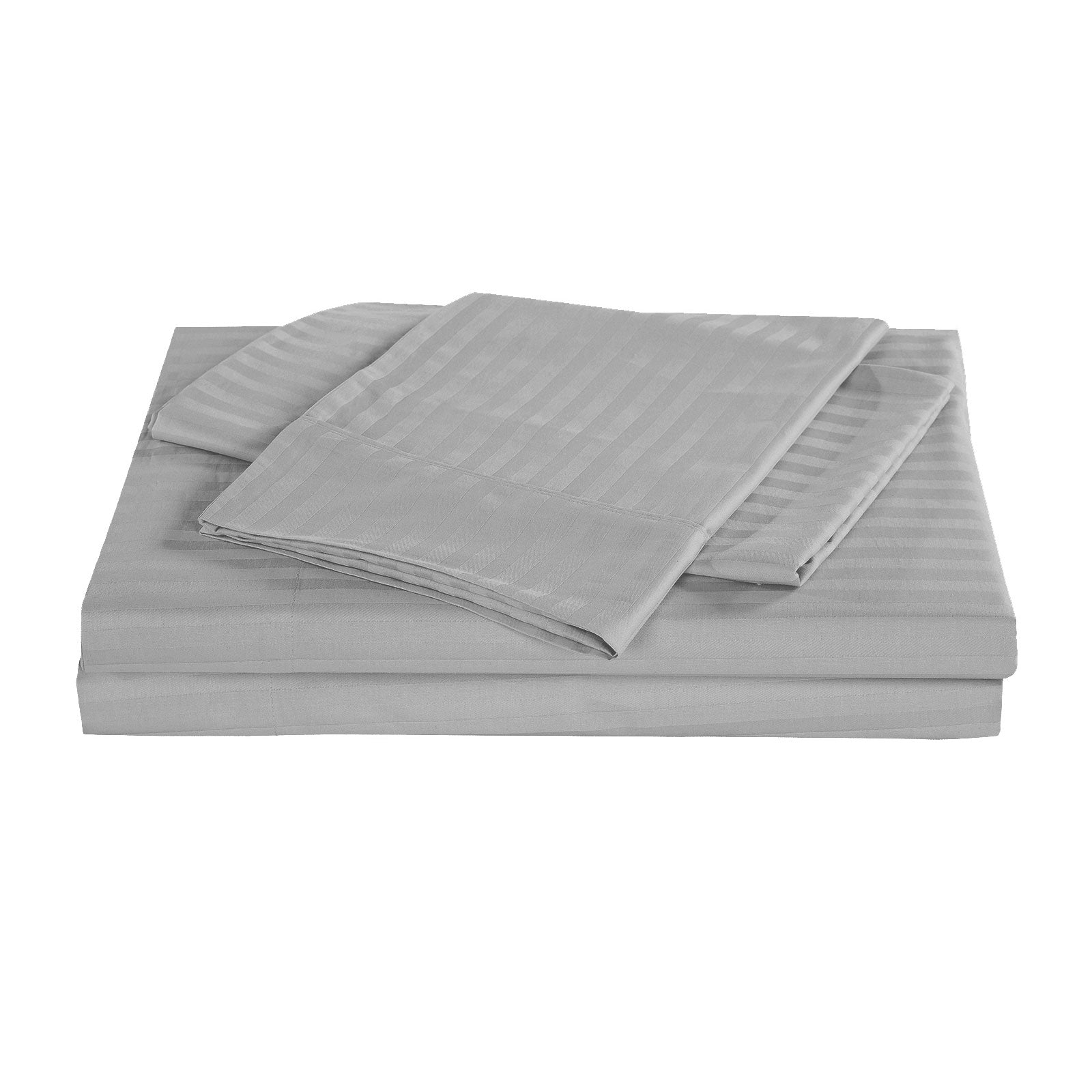 Kensington 1200 Thread Count 100% Egyptian Cotton Sheet Set Stripe Hotel Grade - Single - Silver