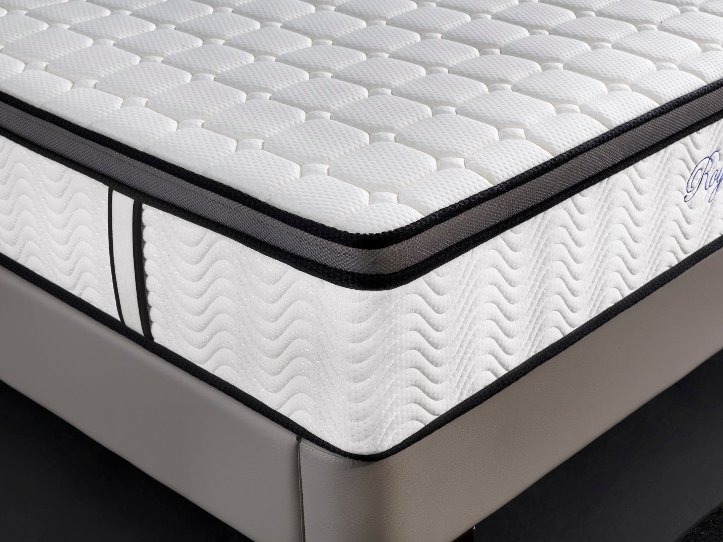 Ergopedic Mattress 5 Zone Latex Pocket Spring Mattress In A Box 30cm - Double - White Grey Black