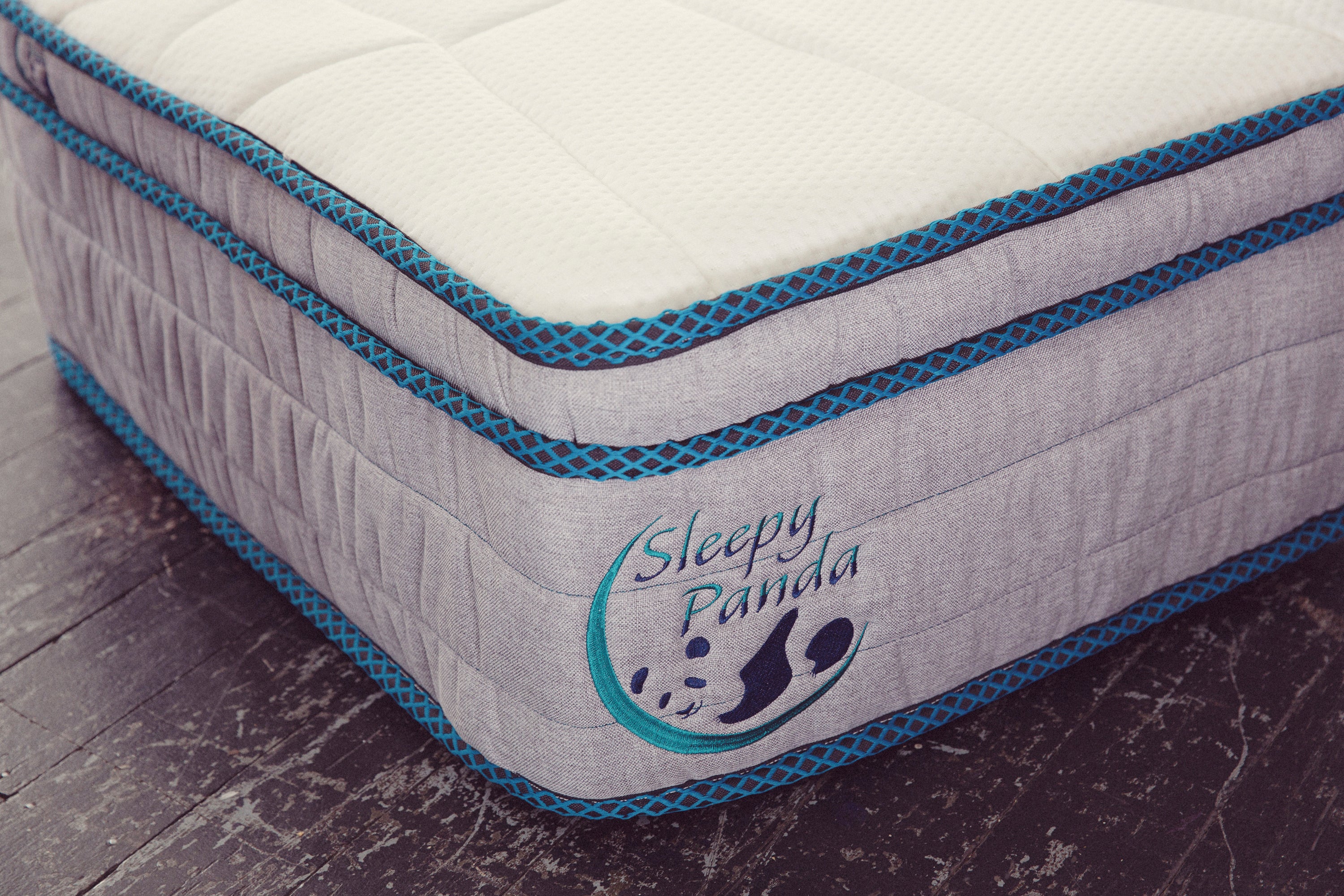 Sleepy Panda Mattress 5 Zone Pocket Spring EuroTop Medium Firm 30cm Thickness - Single - White Grey Blue