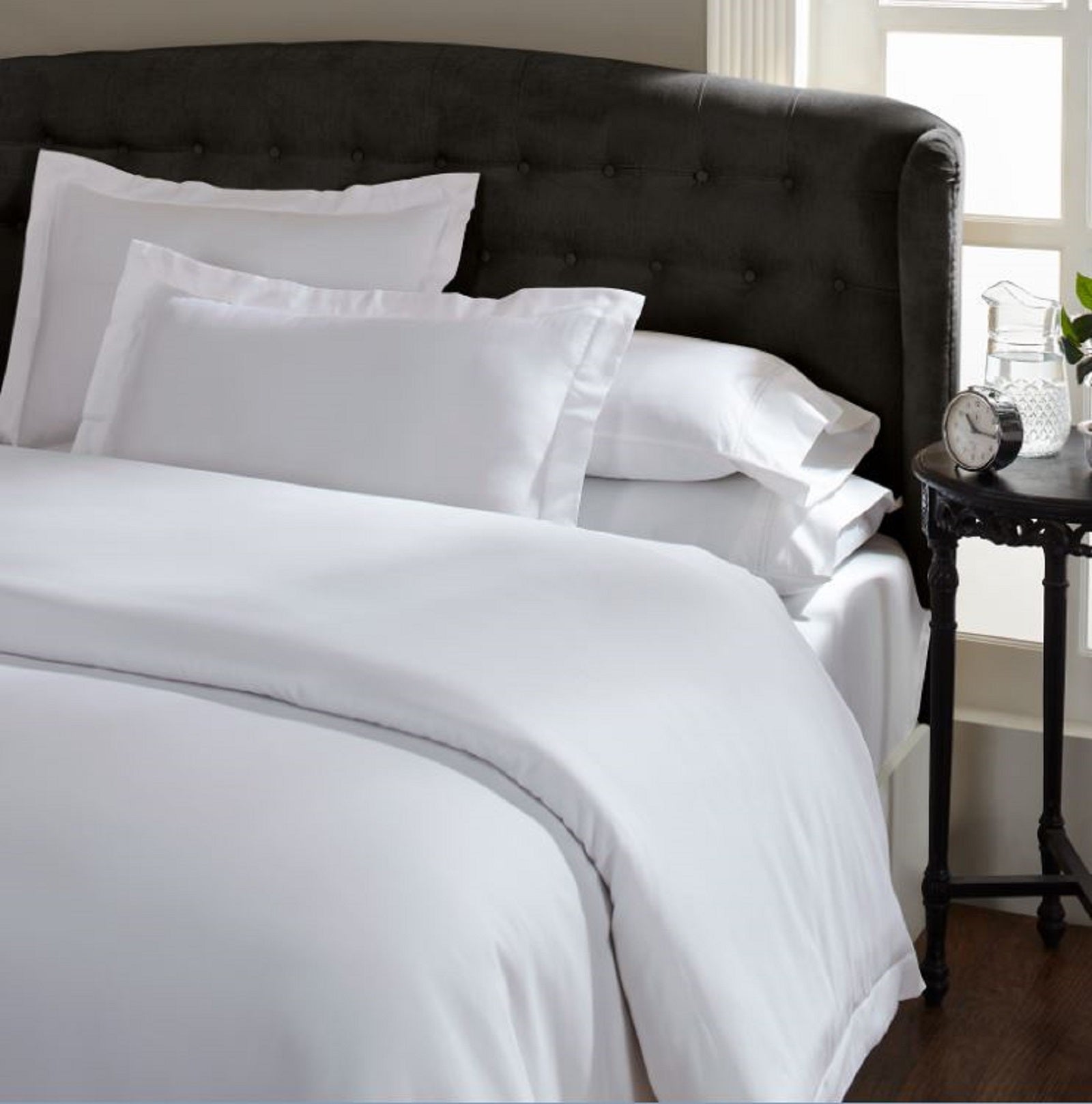 Ddecor Home 1000 Thread Count Quilt Cover Set Cotton Blend Classic Hotel Style - King - White