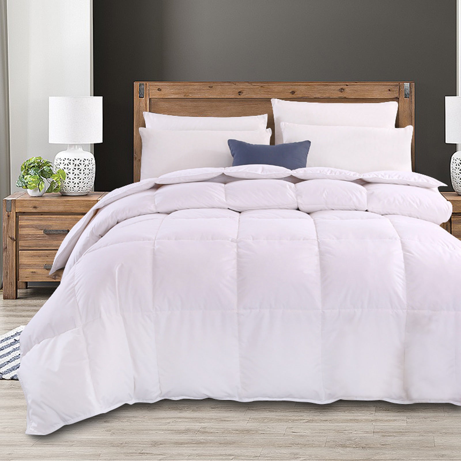 Royal Comfort Goose Feather And Down Quilt + Twin Pack 1000GSM Goose Pillows - Single - White