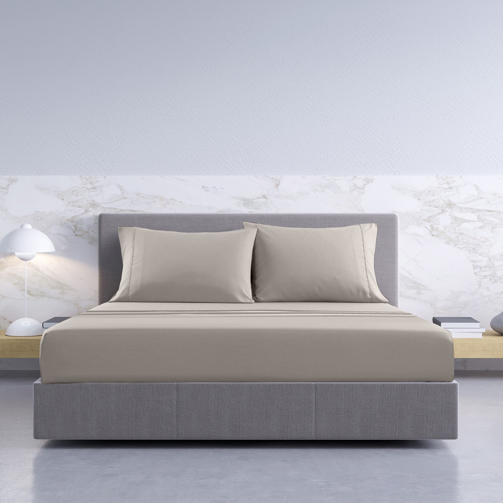 Royal Comfort 1000TC Hotel Grade Bamboo Cotton Sheets Pillowcases Set Ultrasoft - Double - Dove