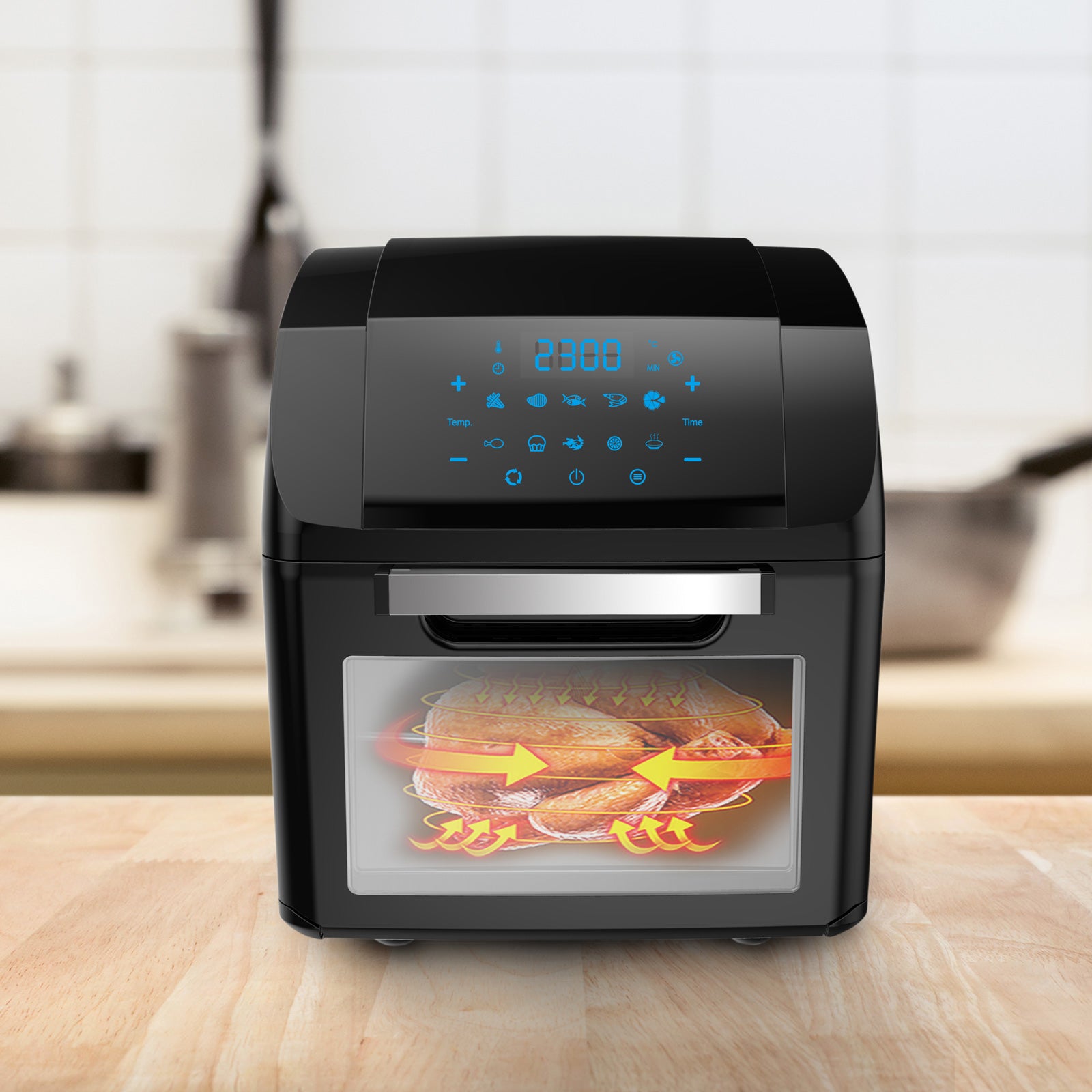 Kitchen Couture Air Fryer 14 Litre Multifunctional Digital Display Black Black 14 Litre