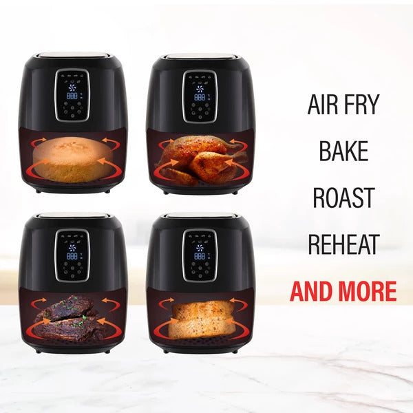 Digital Air Fryer 7L Black LED Display Kitchen Couture Healthy Oil Free Cooking Black