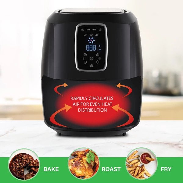 Digital Air Fryer 7L Black LED Display Kitchen Couture Healthy Oil Free Cooking Black