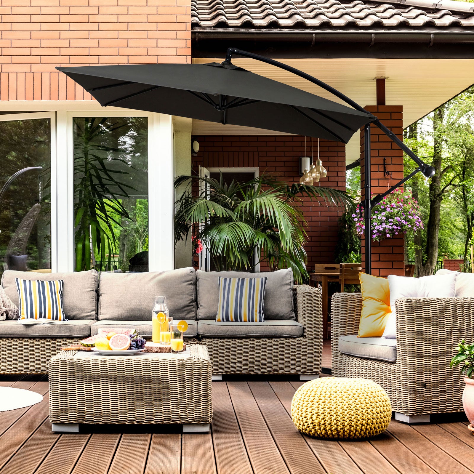 Milano 2.2M Outdoor Umbrella Cantilever Garden Deck Patio Shade Water-Resistant - Charcoal