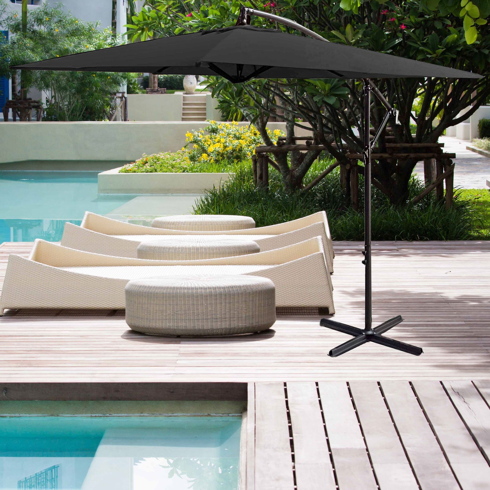 Milano 2.2M Outdoor Umbrella Cantilever Garden Deck Patio Shade Water-Resistant - Charcoal