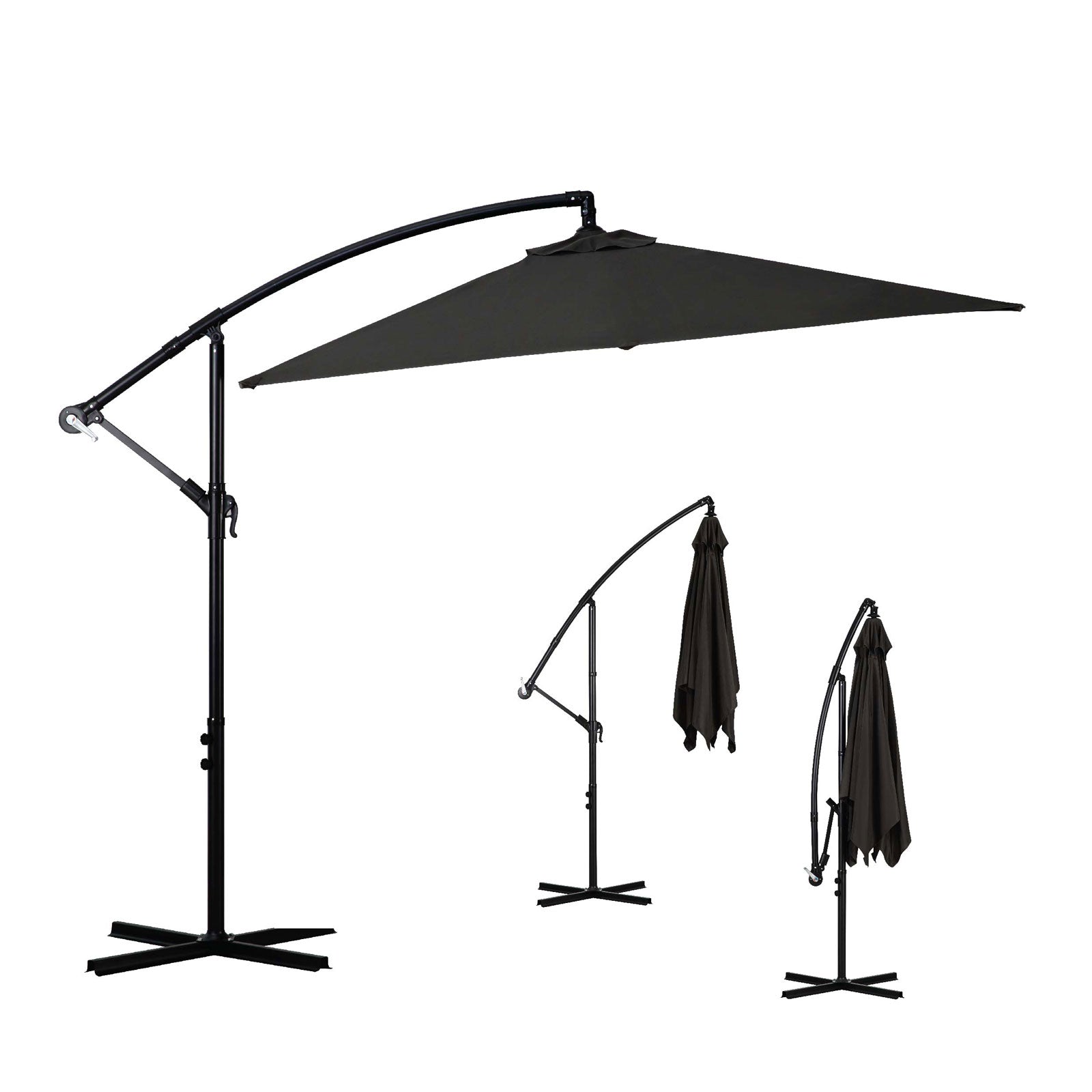 Milano 2.2M Outdoor Umbrella Cantilever Garden Deck Patio Shade Water-Resistant - Charcoal