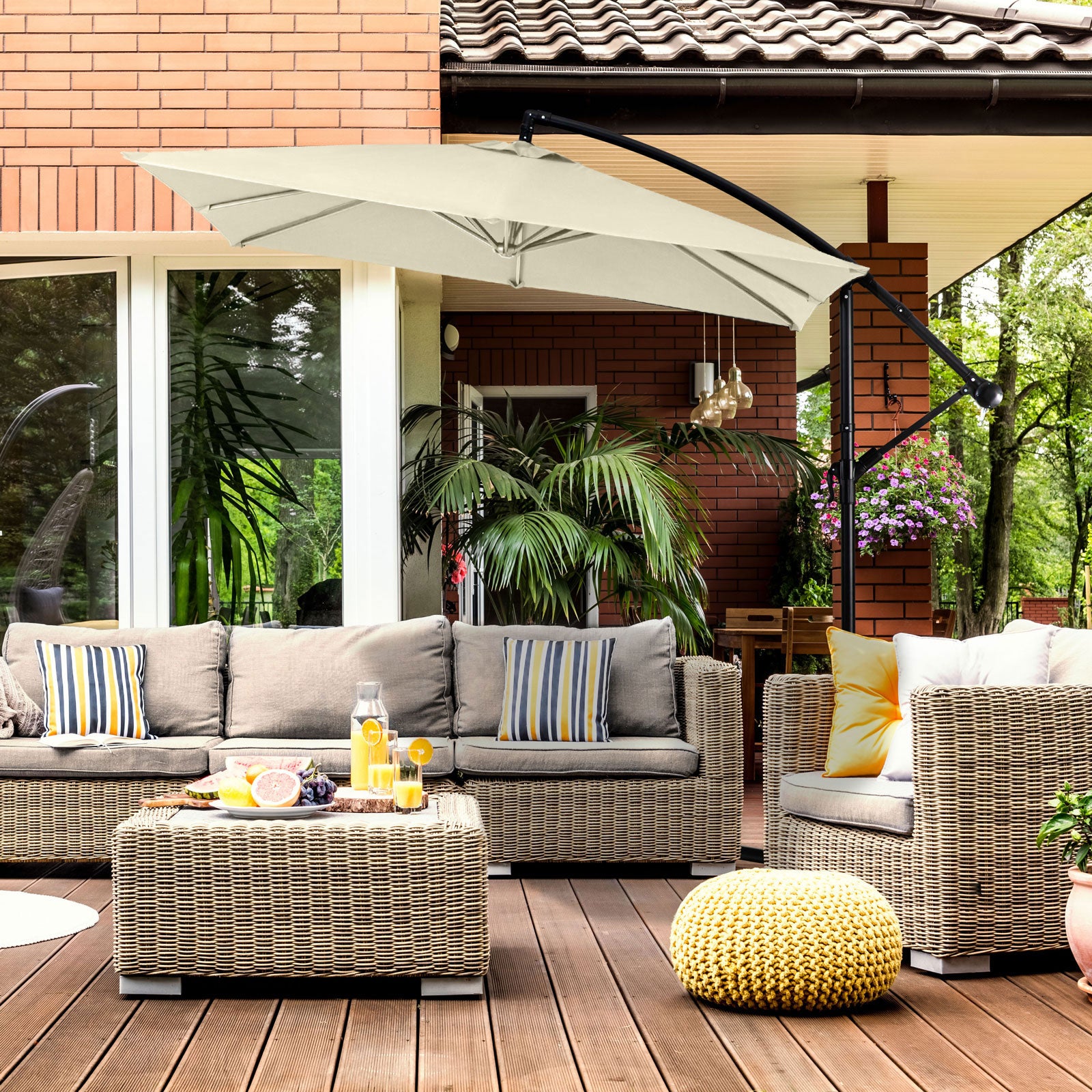 Milano 2.2M Outdoor Umbrella Cantilever Garden Deck Patio Shade Water-Resistant - Beige